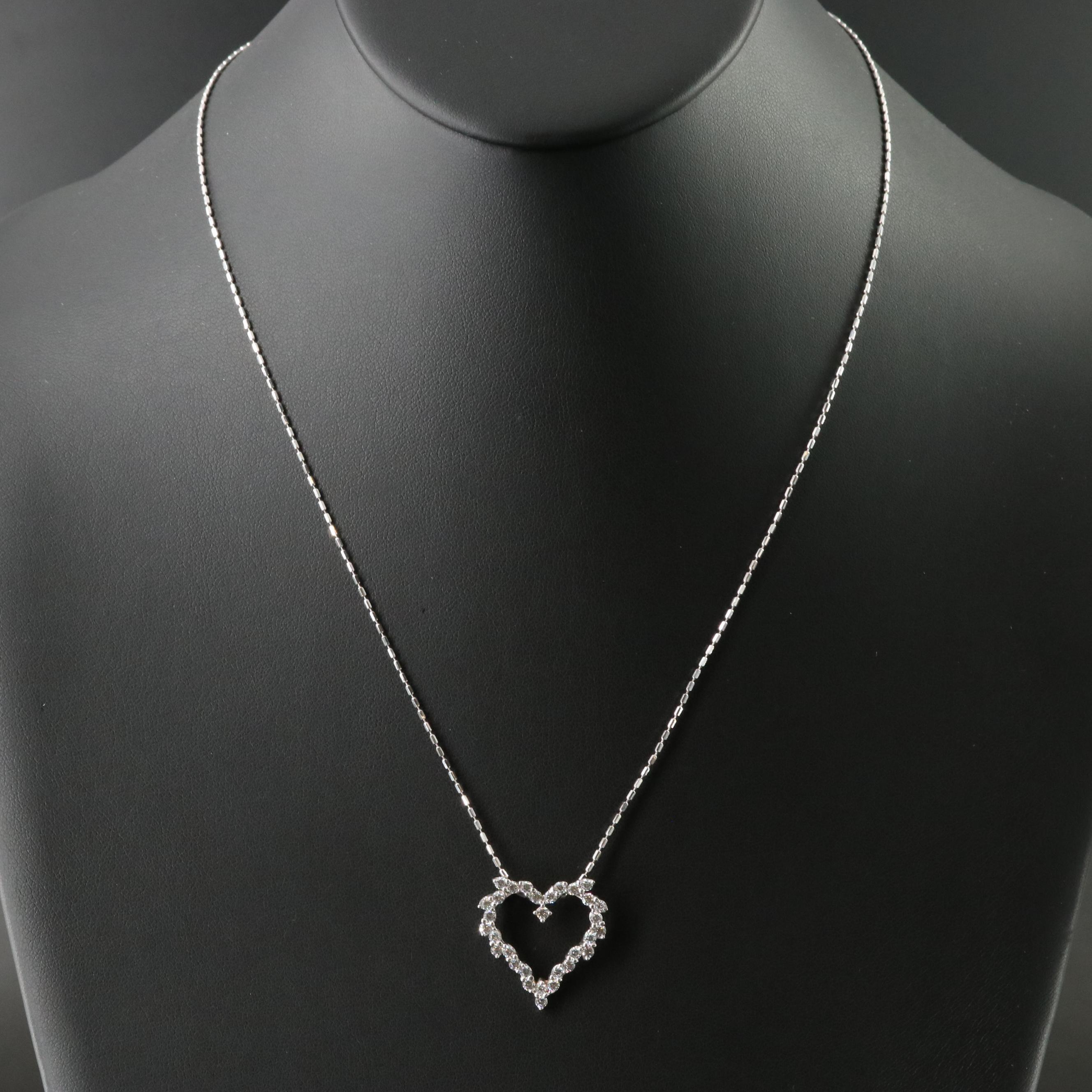 14K CZ Heart Pendant Necklace