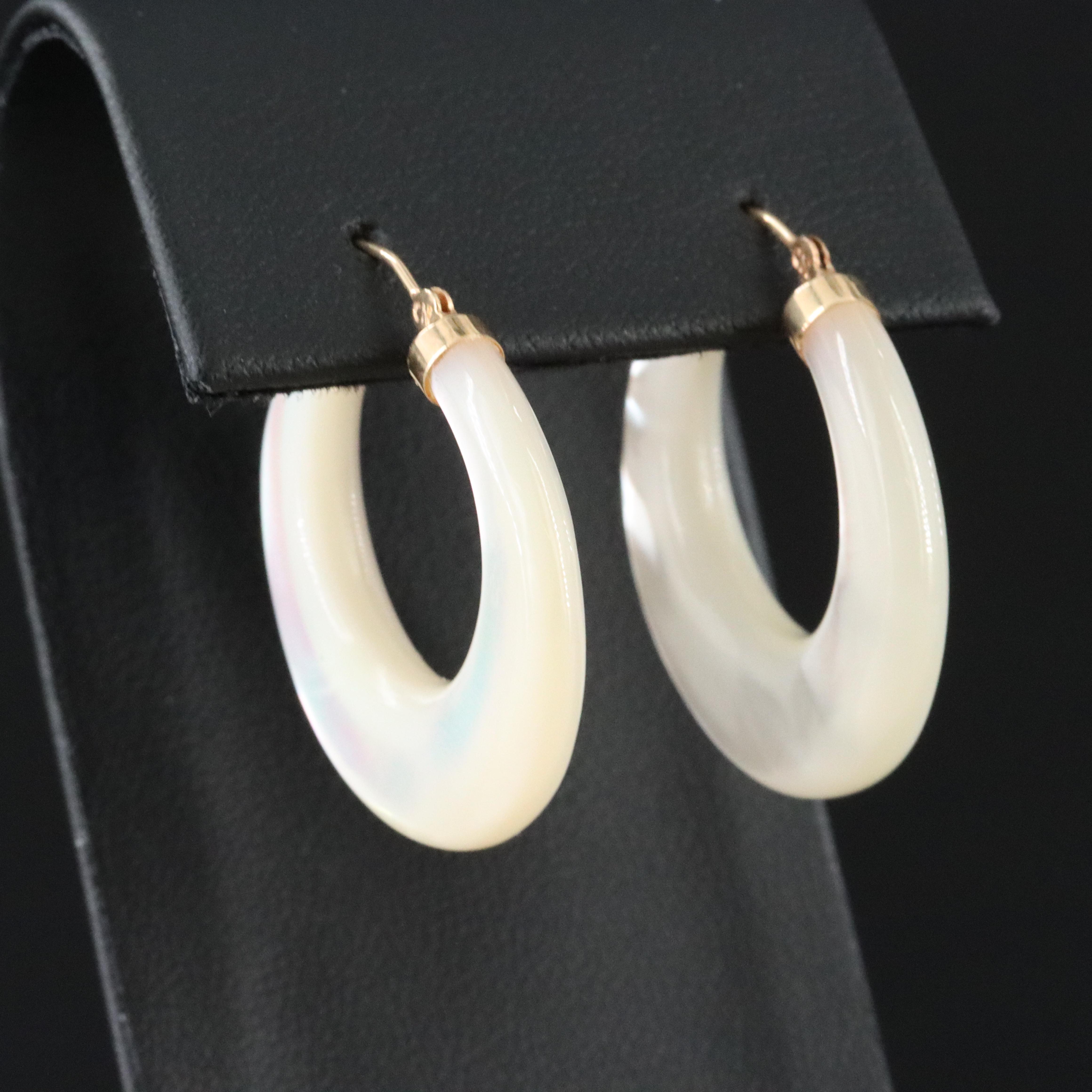14K Mother-of-Pearl Hoop Earrings