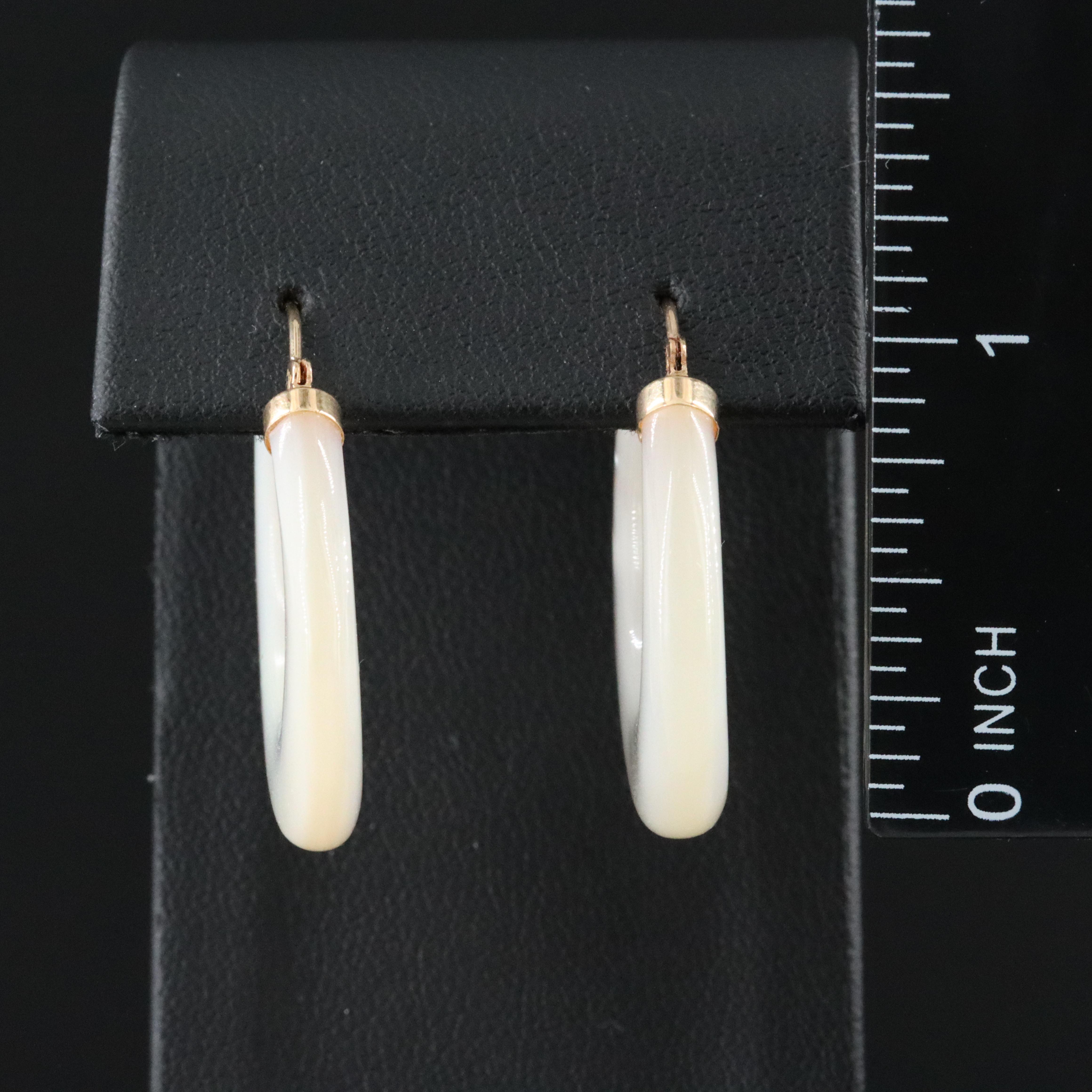14K Mother-of-Pearl Hoop Earrings