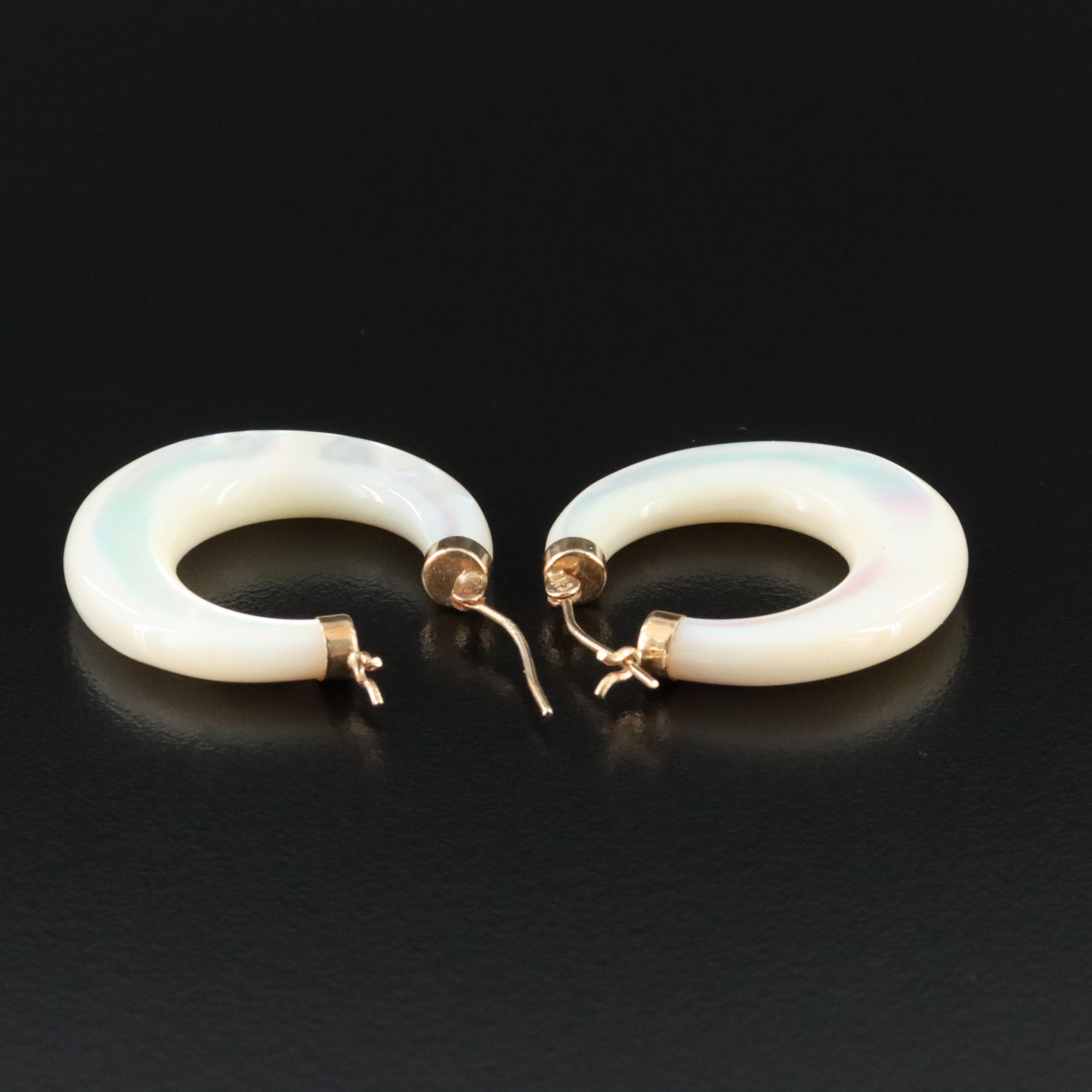14K Mother-of-Pearl Hoop Earrings