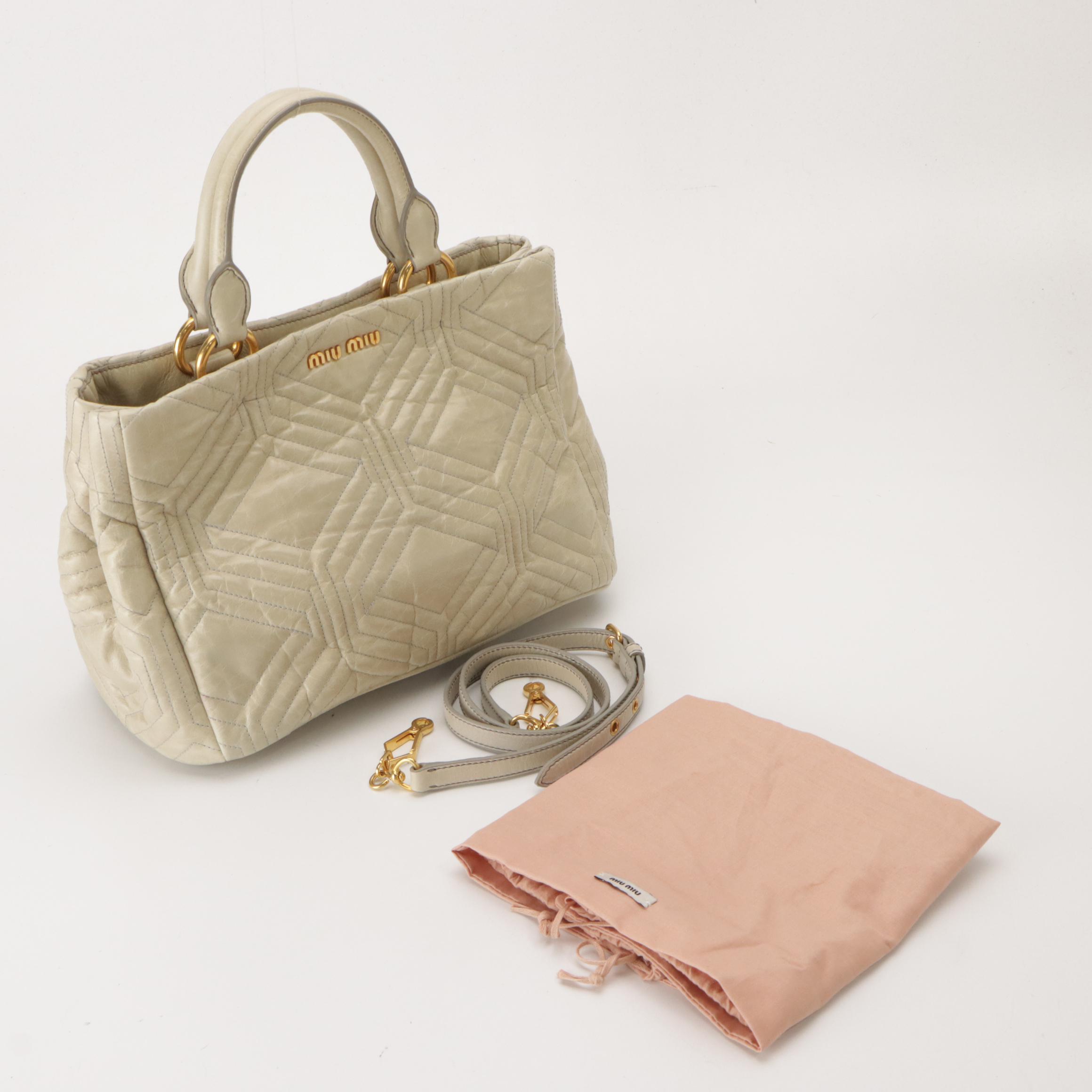 Miu Miu Two-Way Shopper Tote in Nube Vitello Shine Calfskin Leather