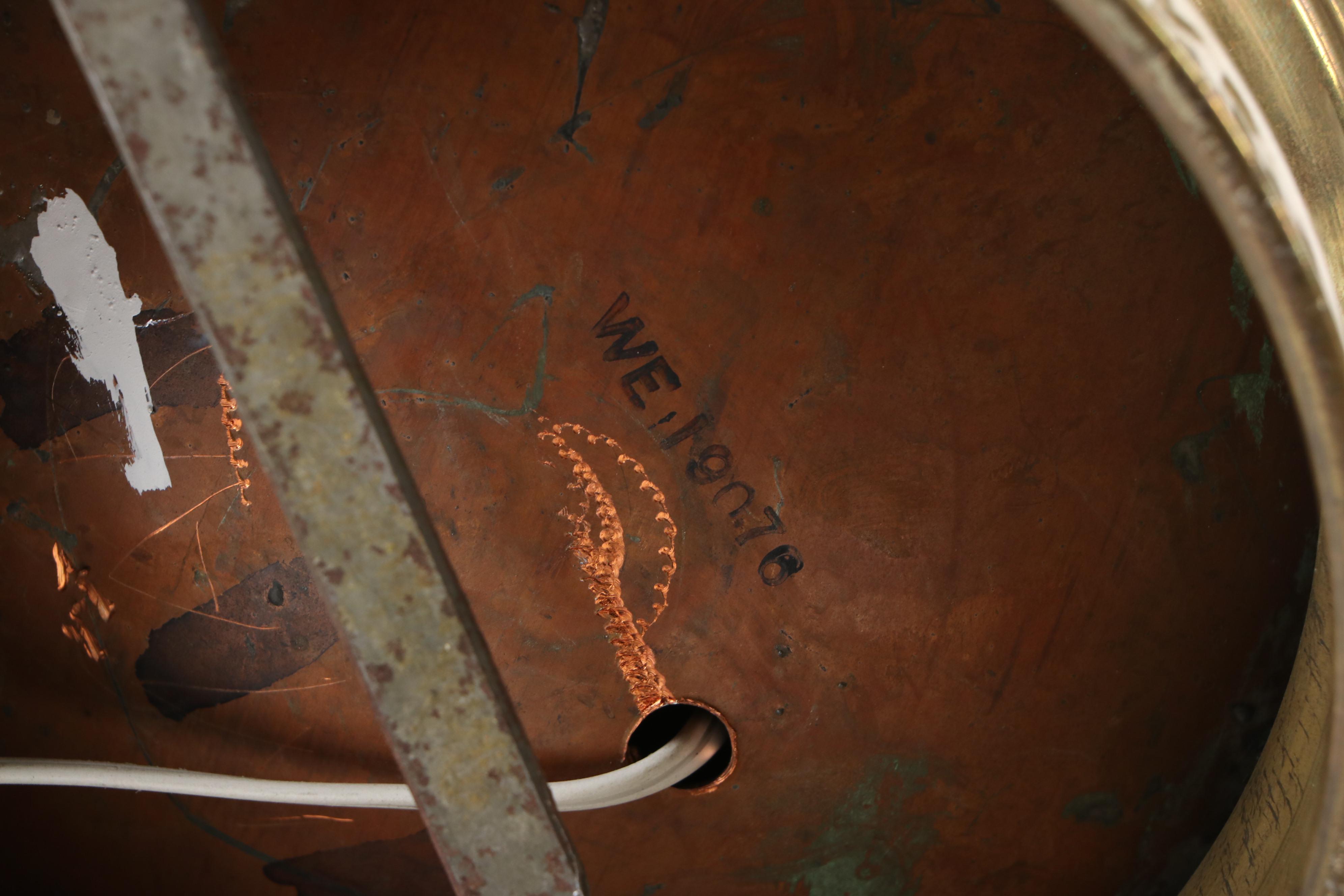 Badger's Copper and Brass Fire Extinguisher Adapted as Lamp, Mid-20th C.