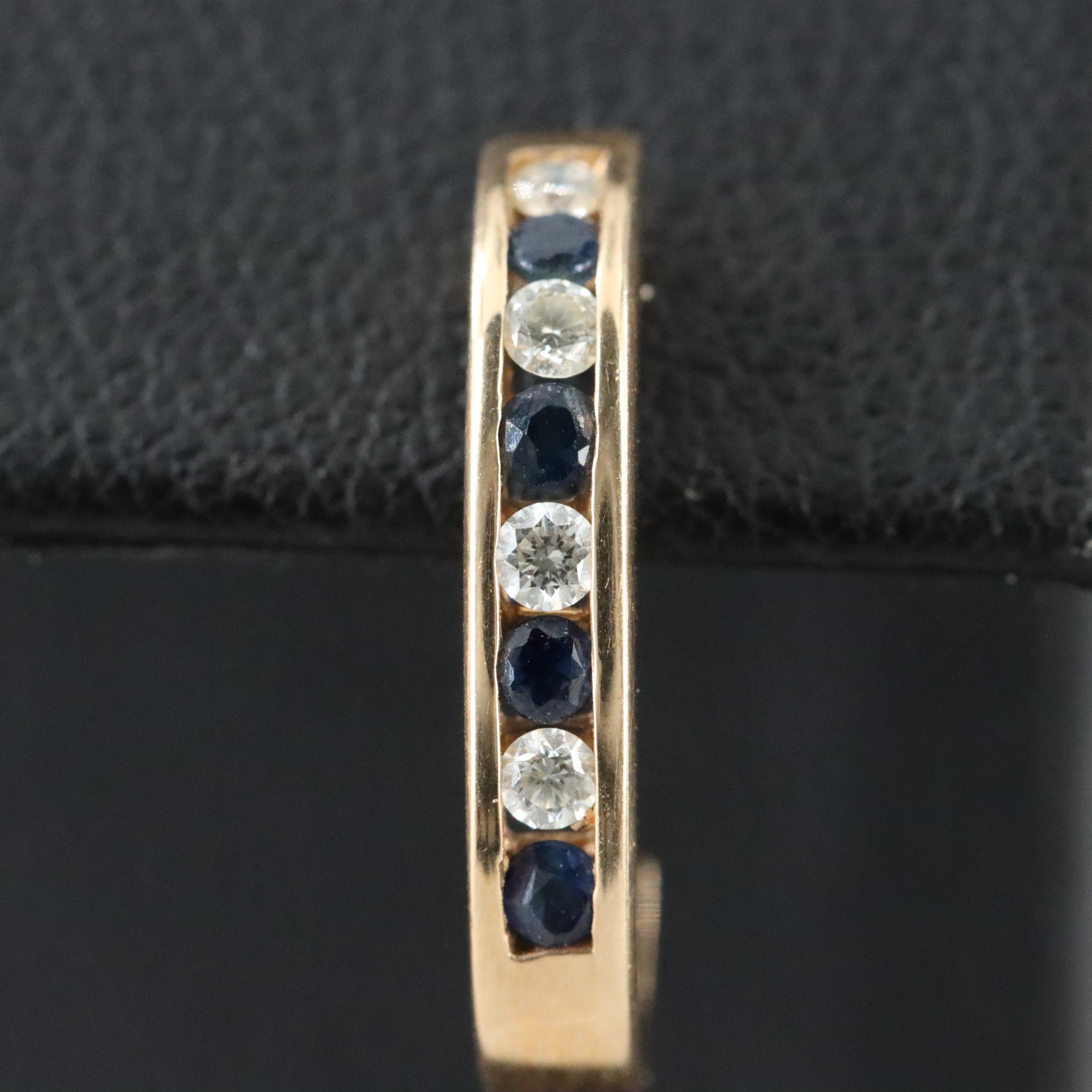 14K Diamond and Sapphire J Hoop Earrings