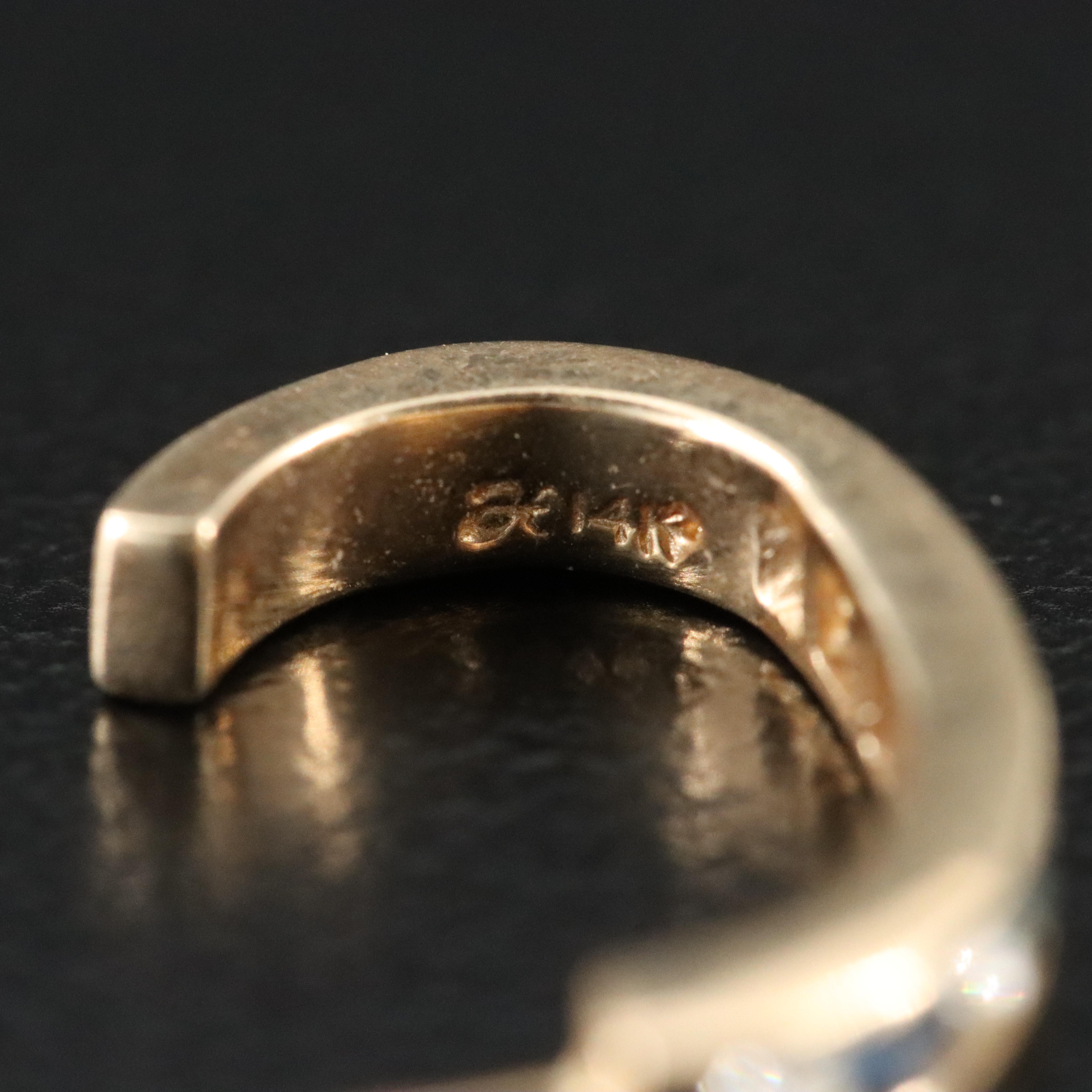 14K Diamond and Sapphire J Hoop Earrings