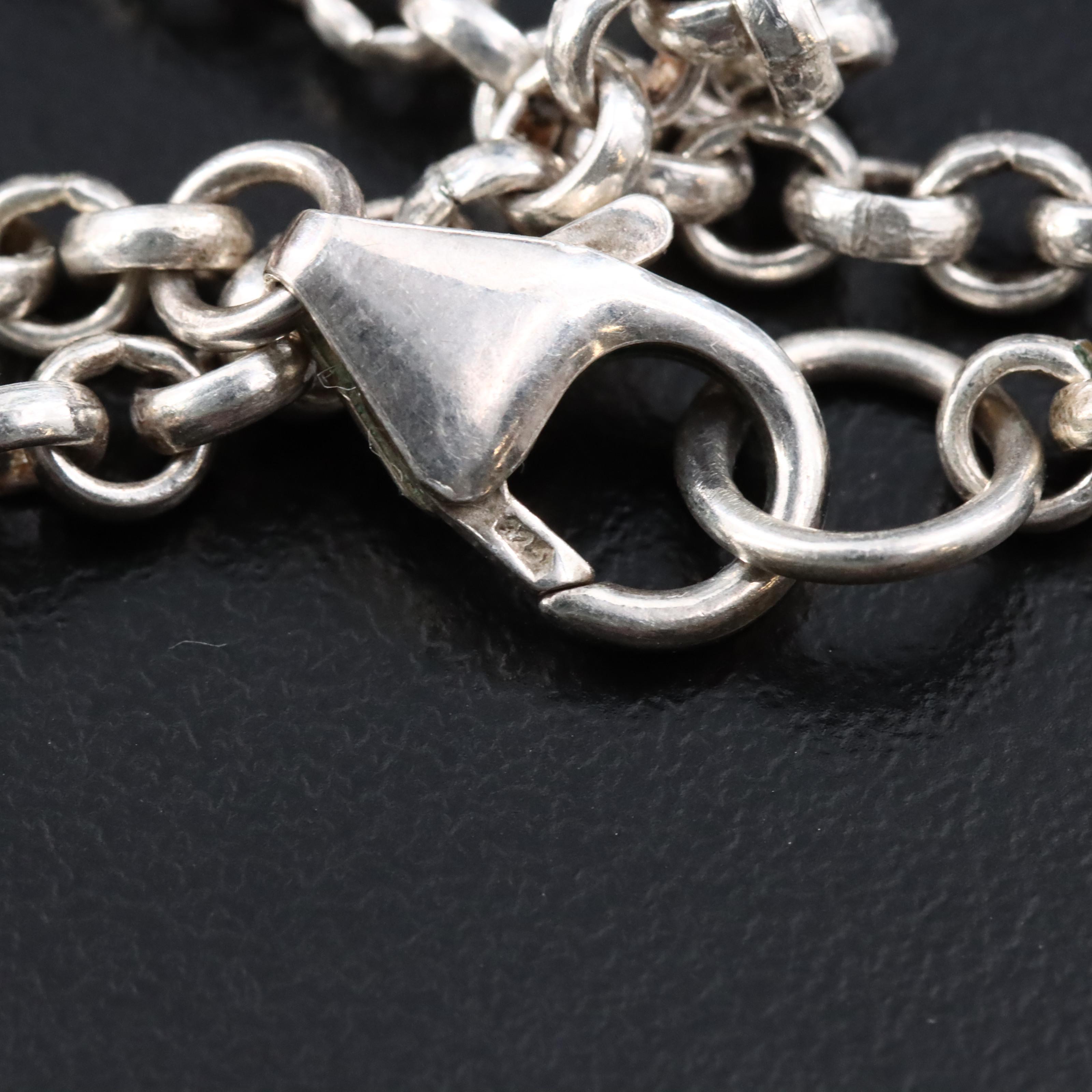 Sterling Agate and Faience Bead Scarab Necklace