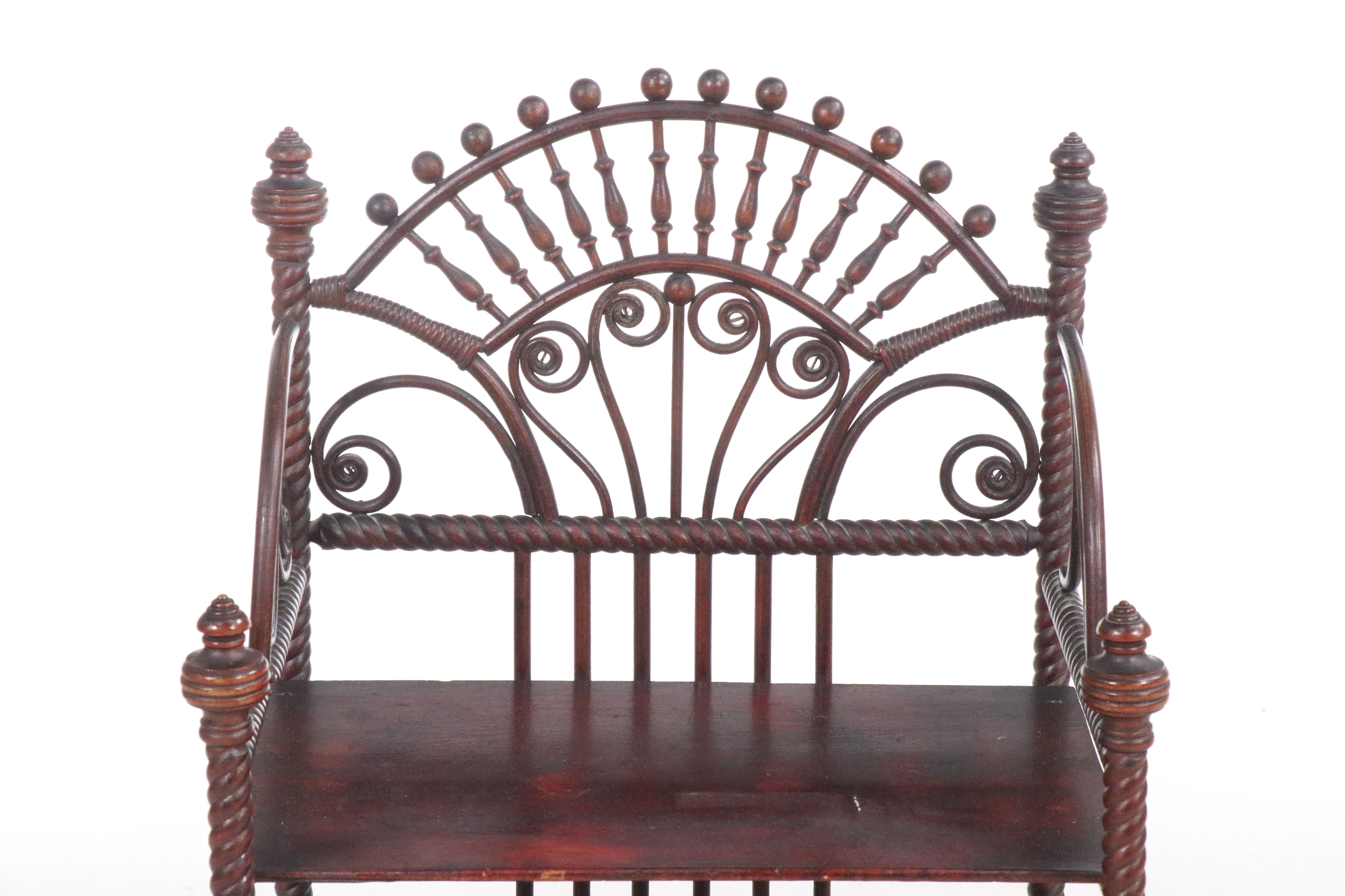 Mahogany Finish Stick and Ball Étagère