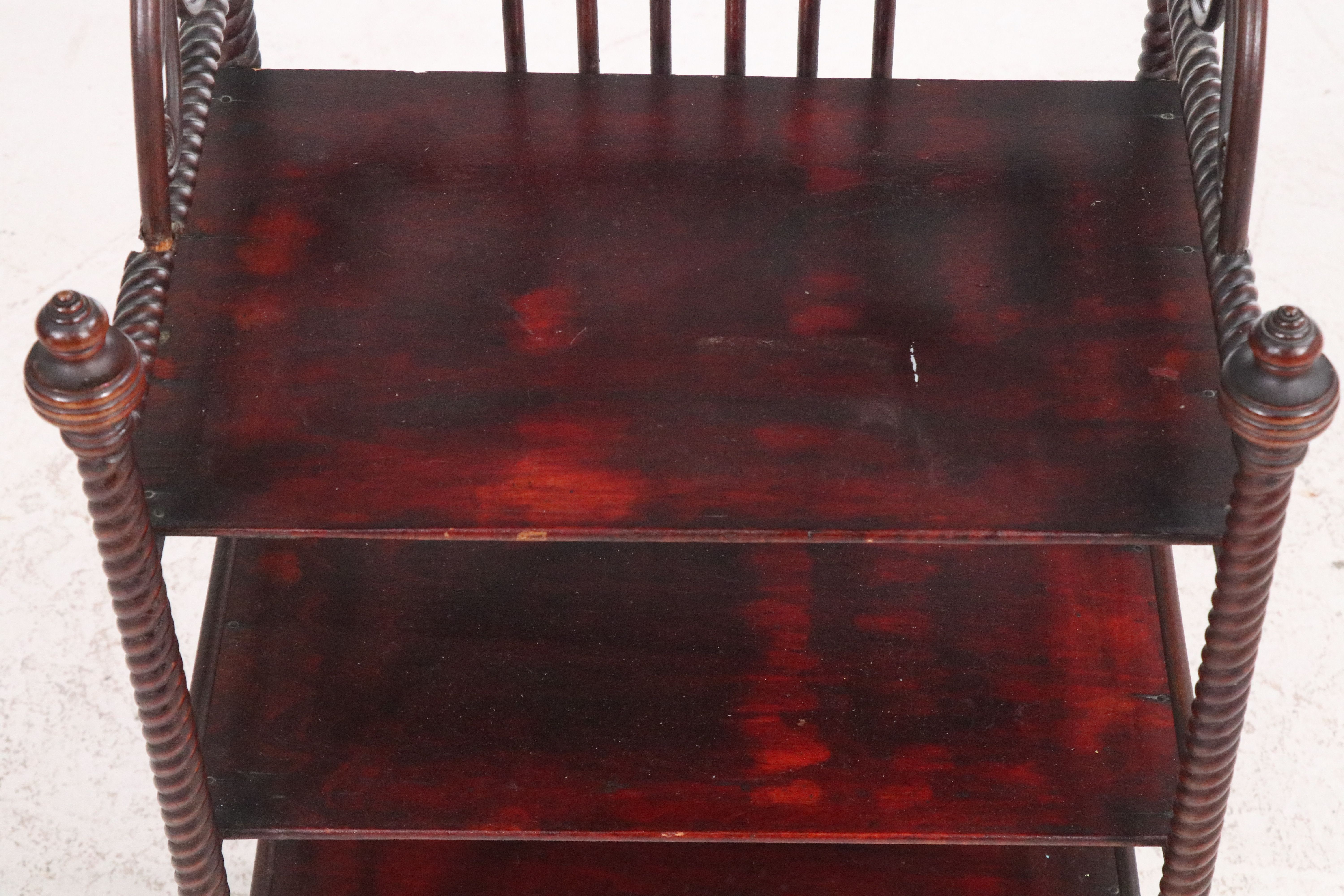 Mahogany Finish Stick and Ball Étagère