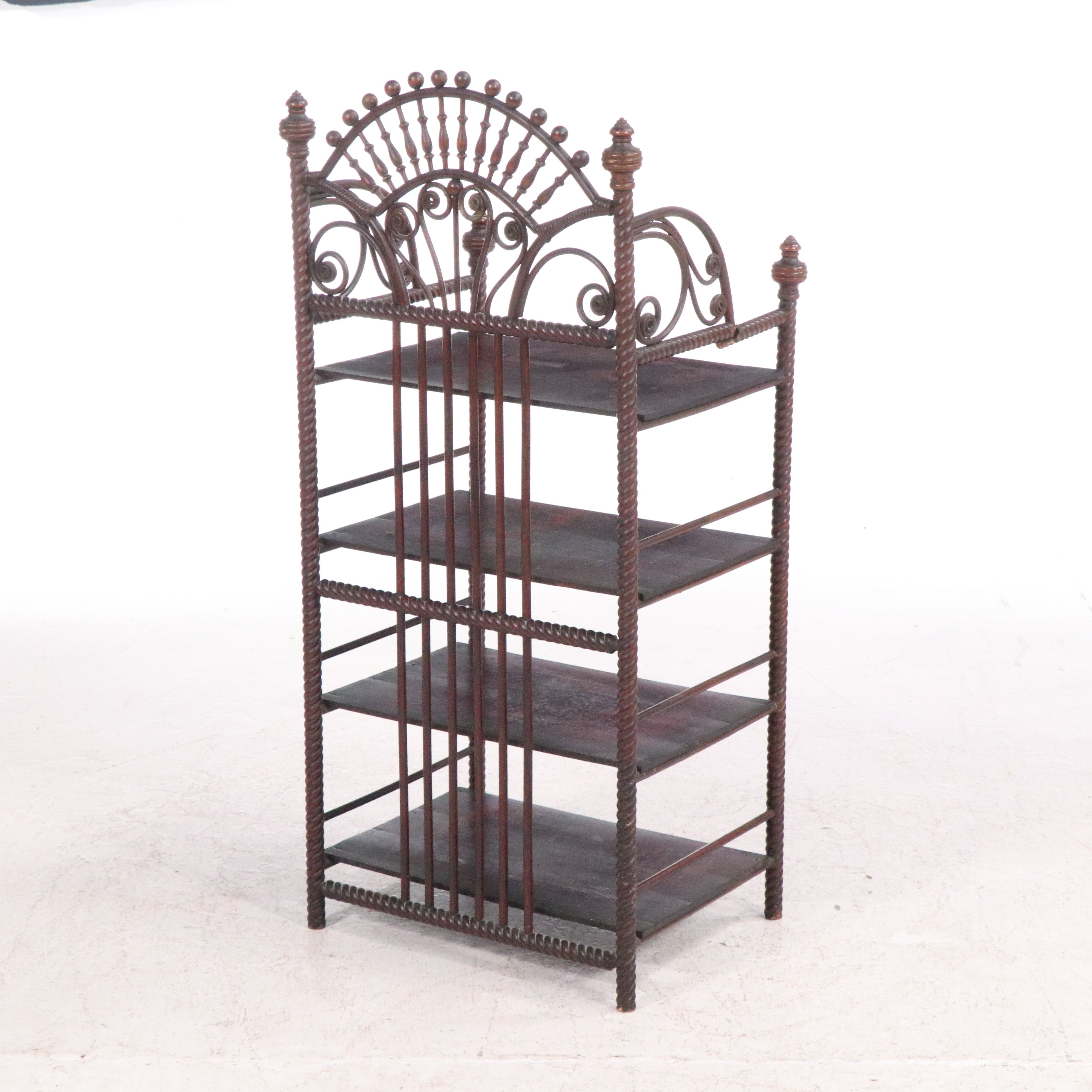 Mahogany Finish Stick and Ball Étagère