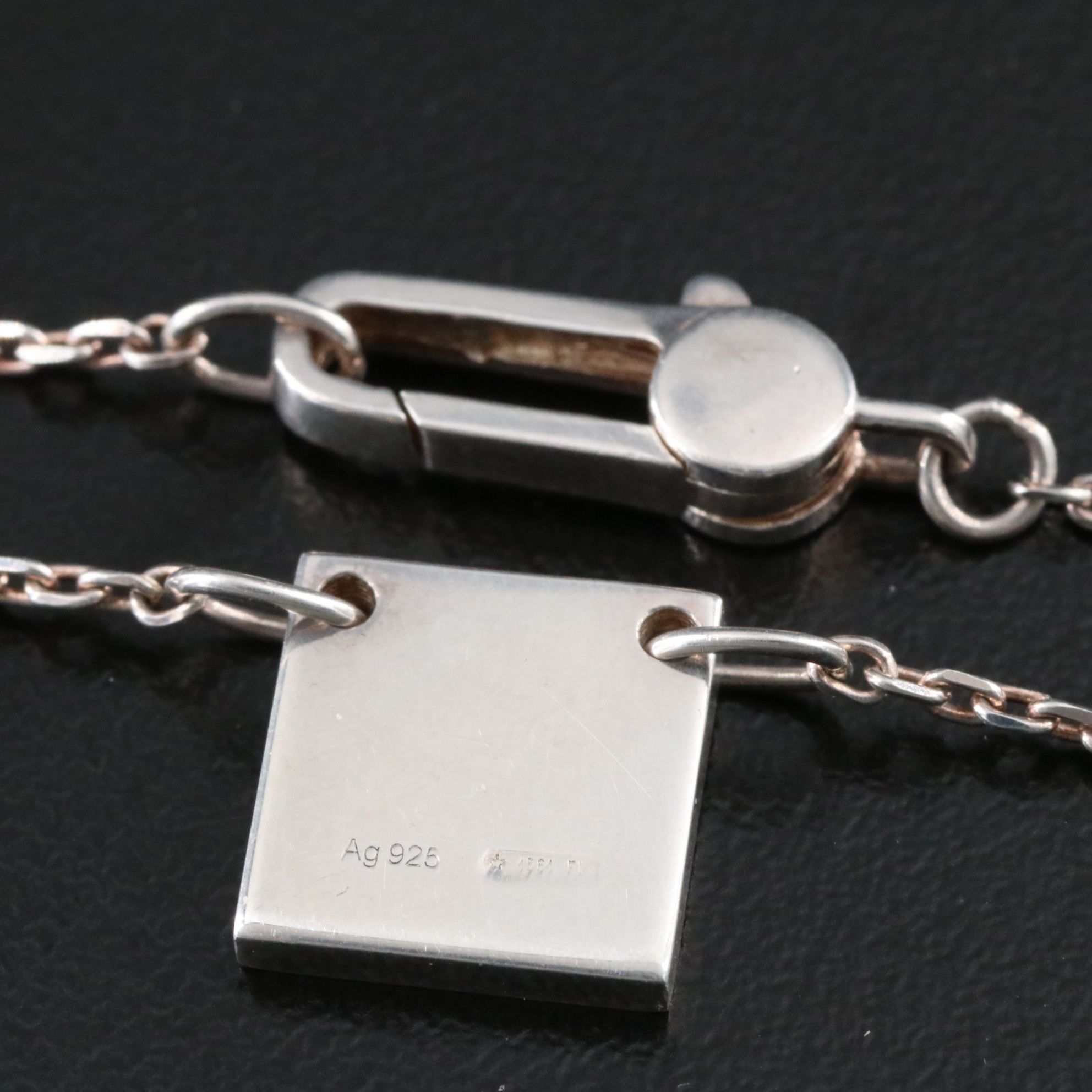 Gucci Logo Sterling Square Plate Necklace