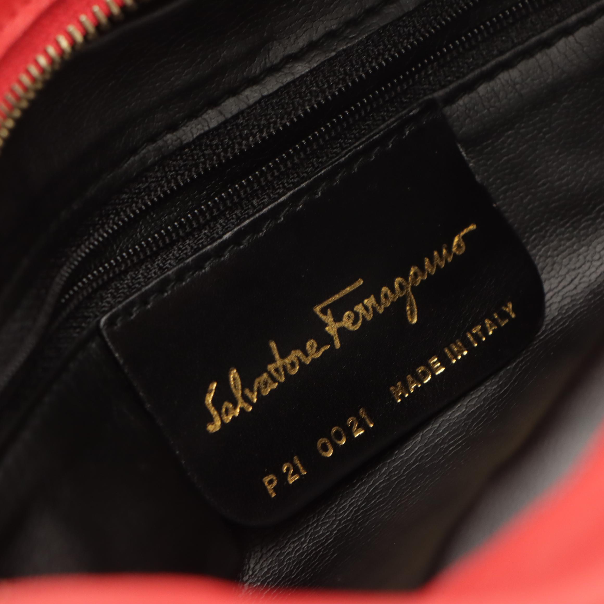Salvatore Ferragamo Crossbody Bag in Shoe Studded Red Calfskin Leather
