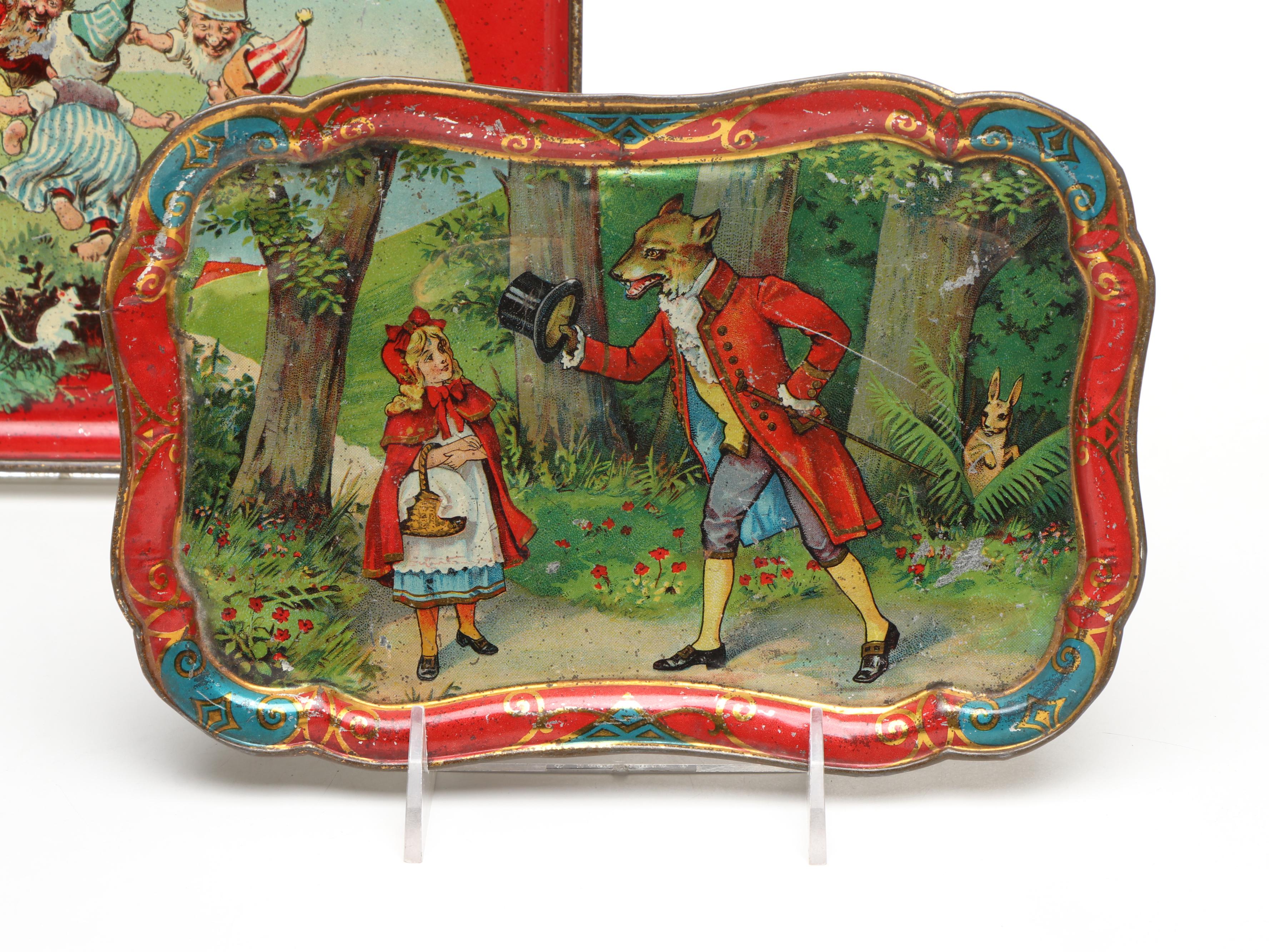 Vintage Amsco Sunbonnet Girls and Other Tin Litho Children's Trays