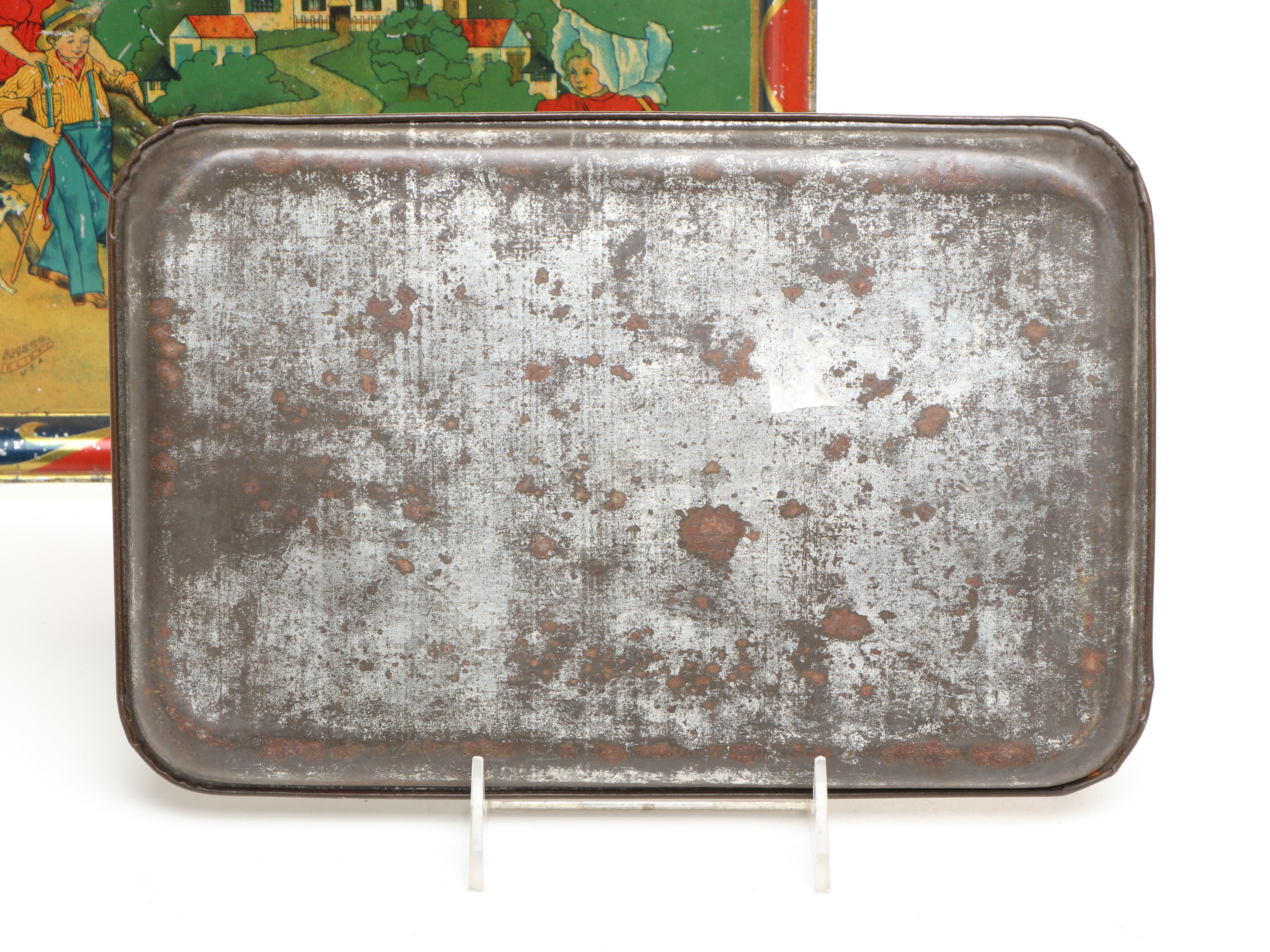 Vintage Amsco Sunbonnet Girls and Other Tin Litho Children's Trays