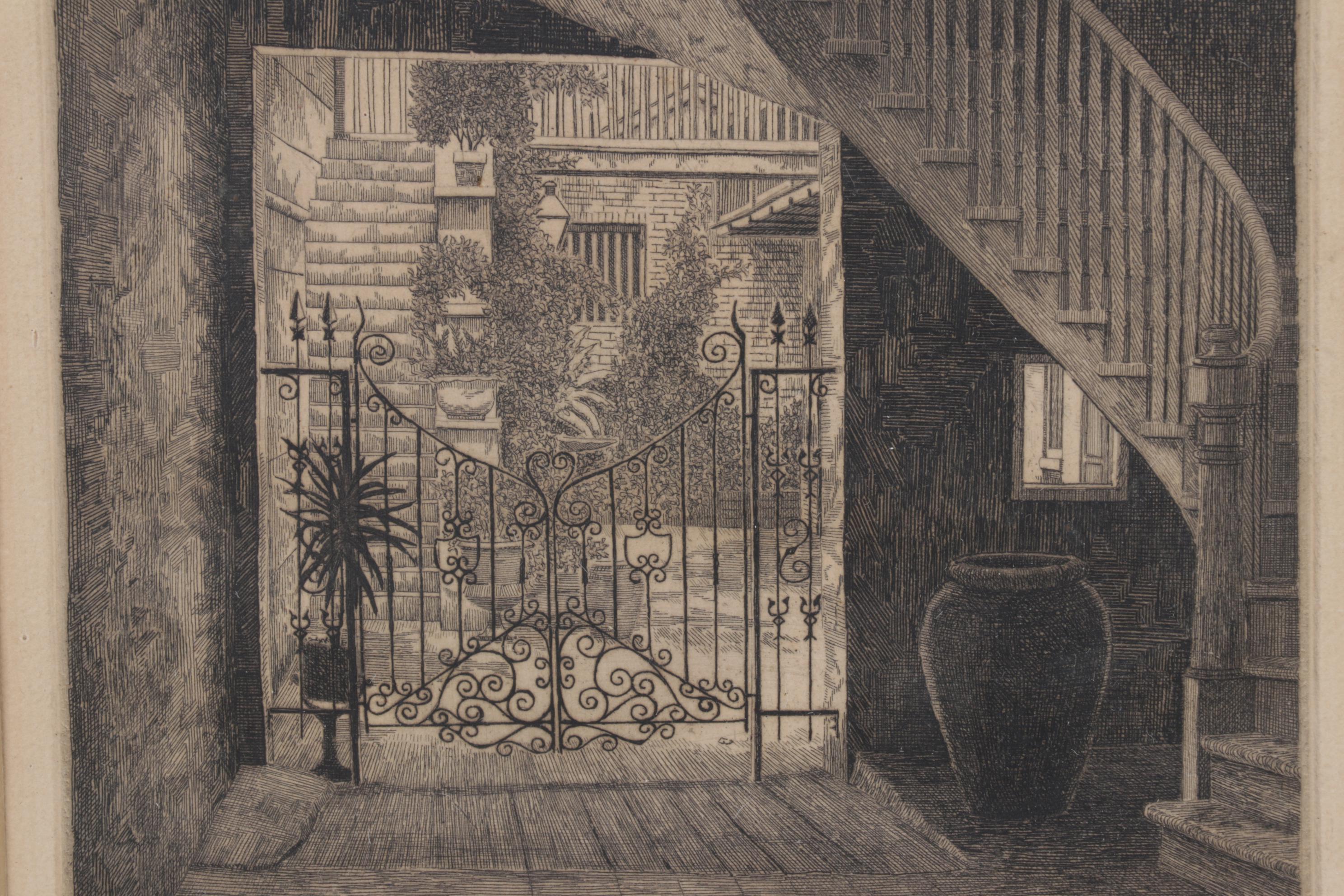 Eugene E. Loving “Toulouse Street Court, Old New Orleans” Etching