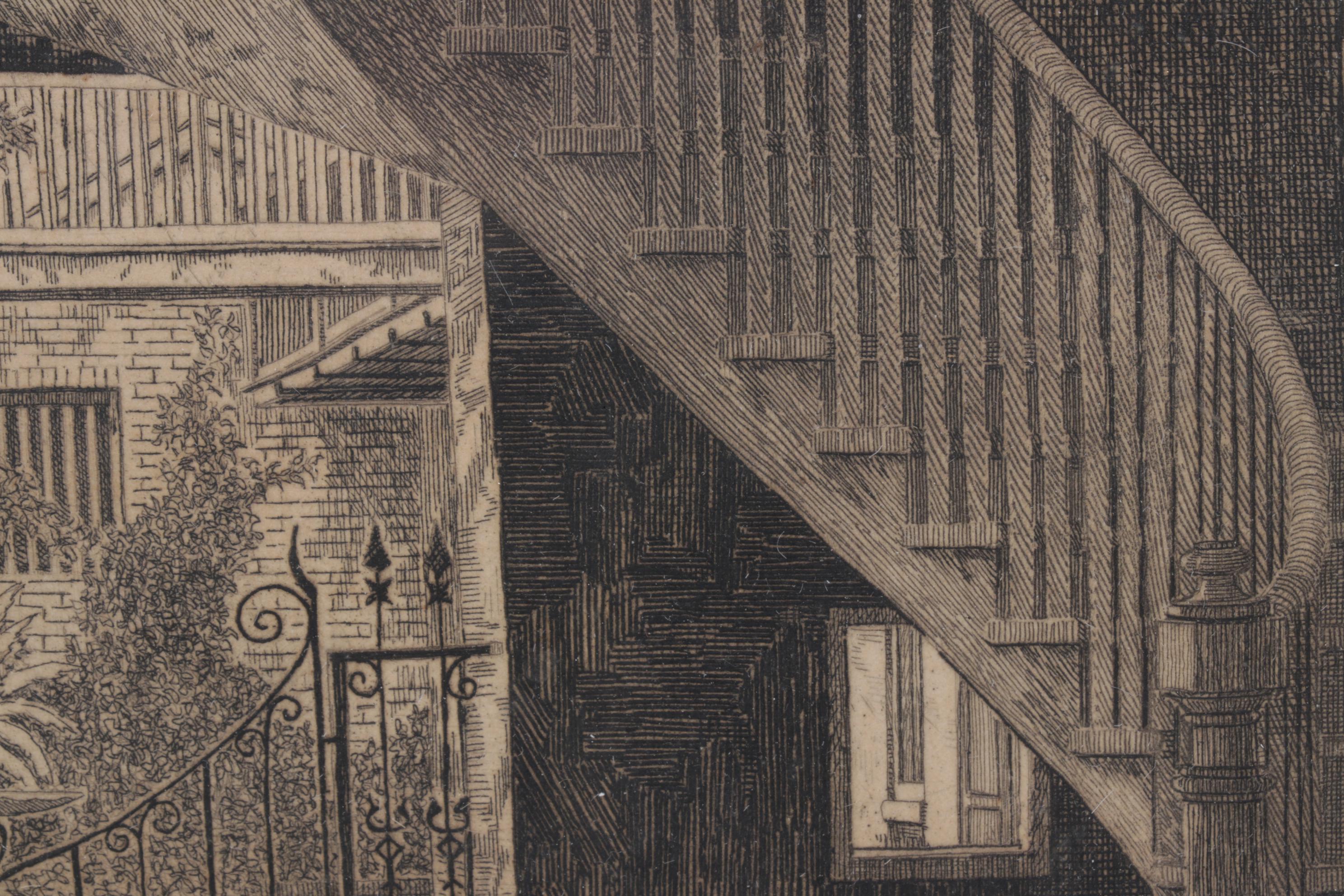 Eugene E. Loving “Toulouse Street Court, Old New Orleans” Etching