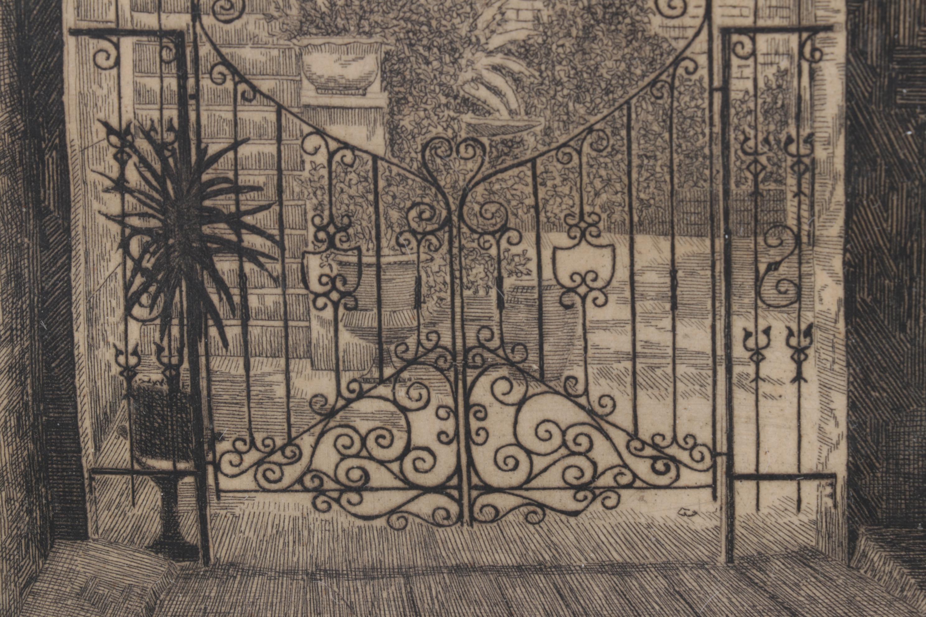 Eugene E. Loving “Toulouse Street Court, Old New Orleans” Etching