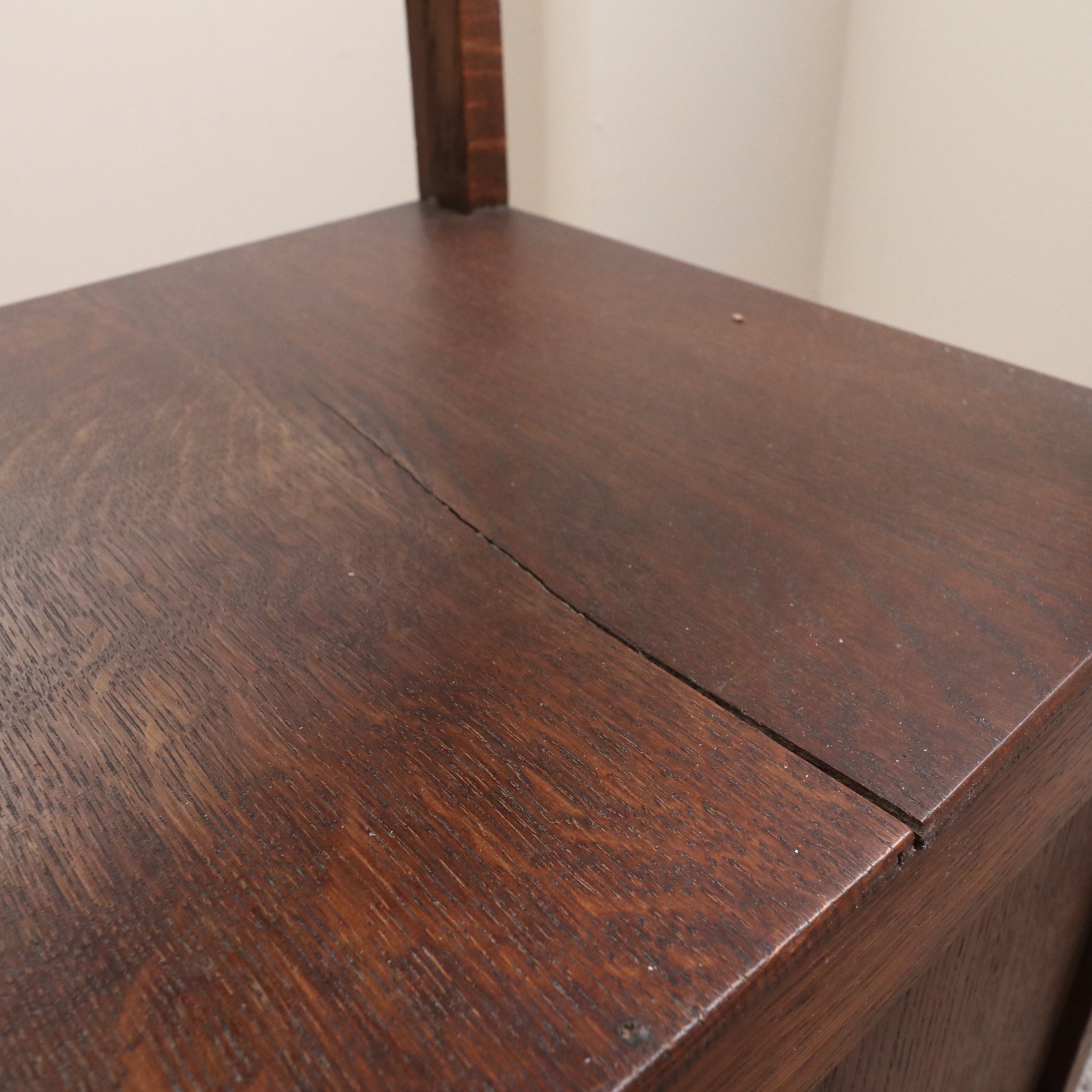 Late Victorian Walnut Queen Bed, Oak and Marble Side Table, Late 19th Century