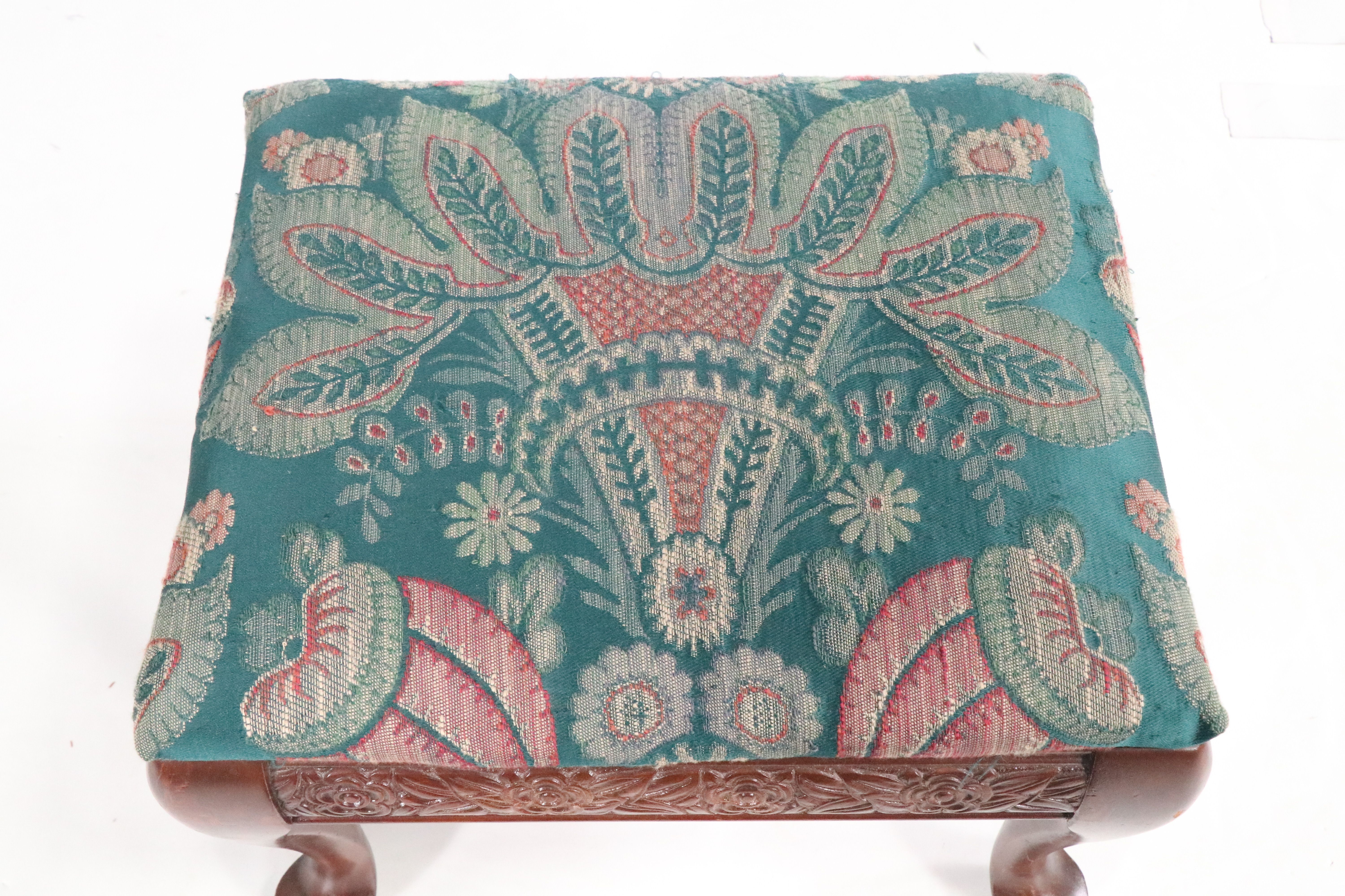 Queen Anne Style Floral Footstool