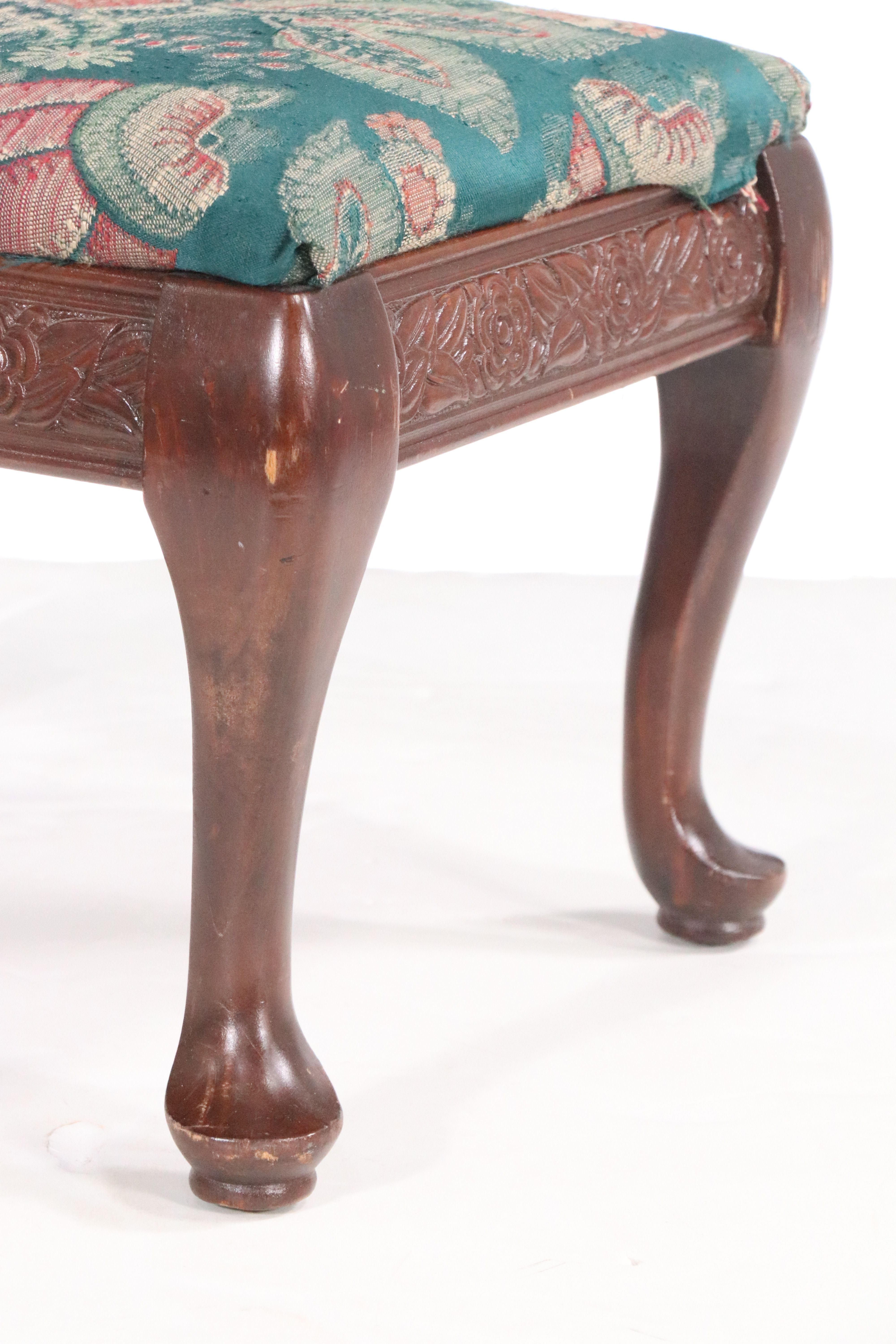 Queen Anne Style Floral Footstool