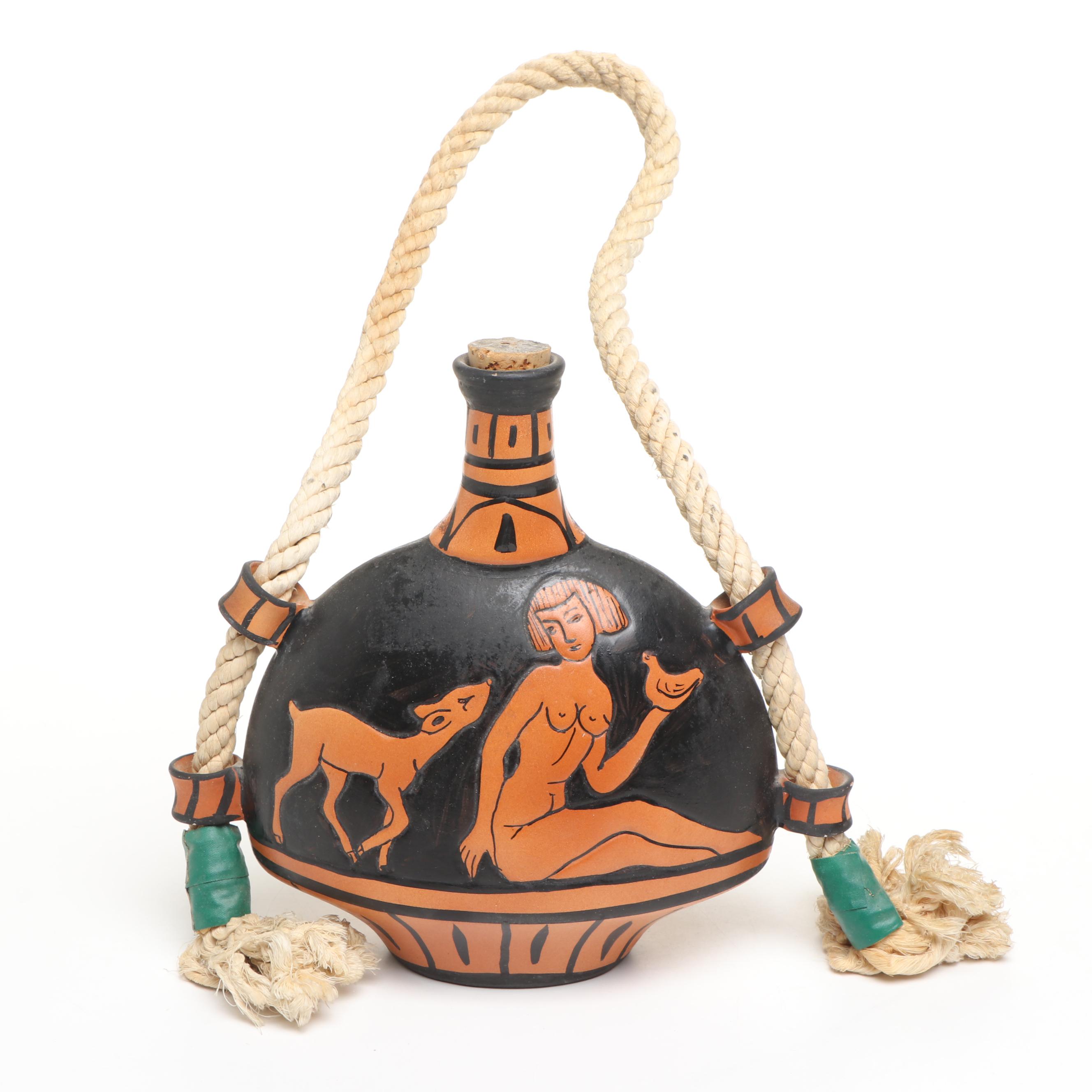Hand-Crafted Italian Terracotta Vessel with Rope, and Arroyo Style Vessel
