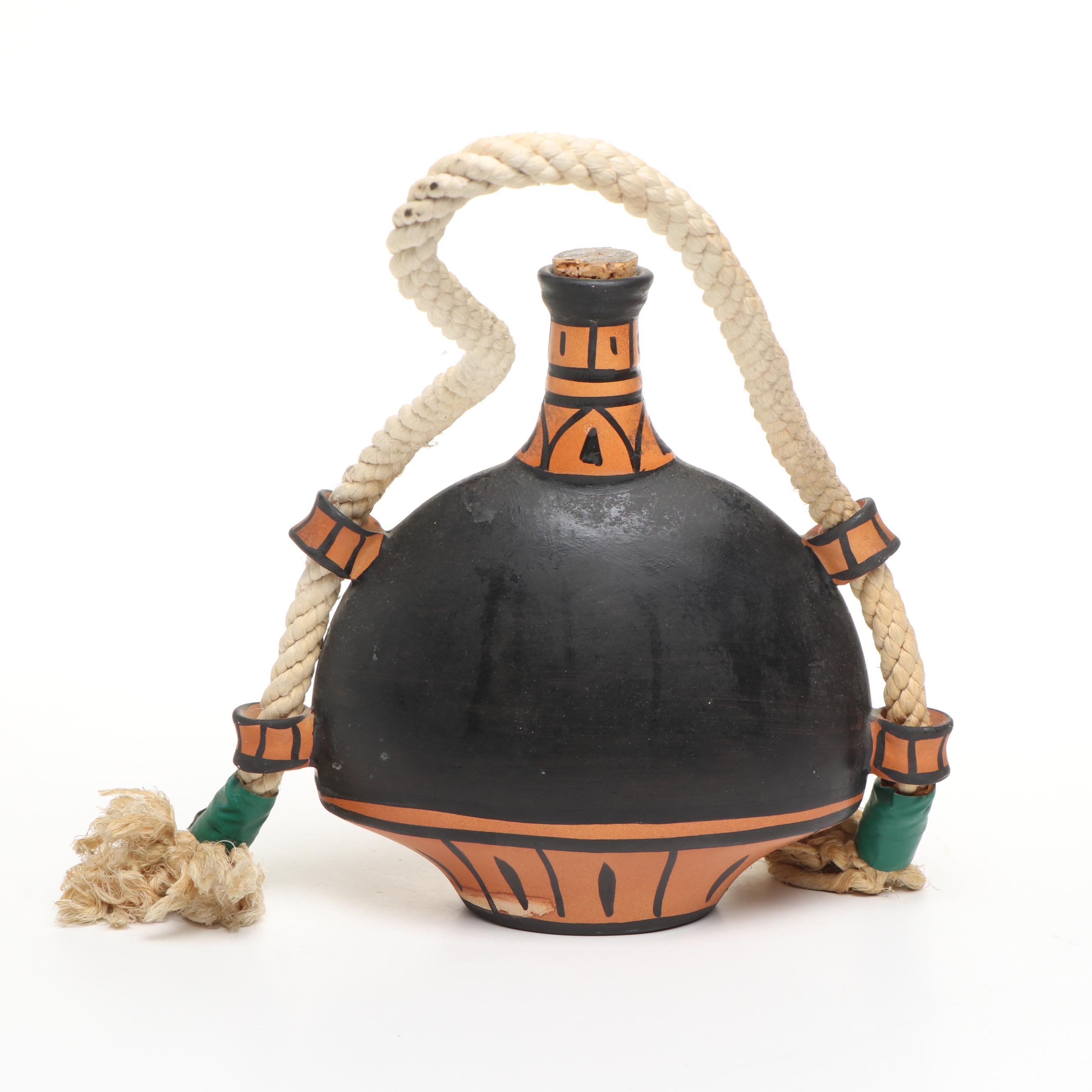 Hand-Crafted Italian Terracotta Vessel with Rope, and Arroyo Style Vessel