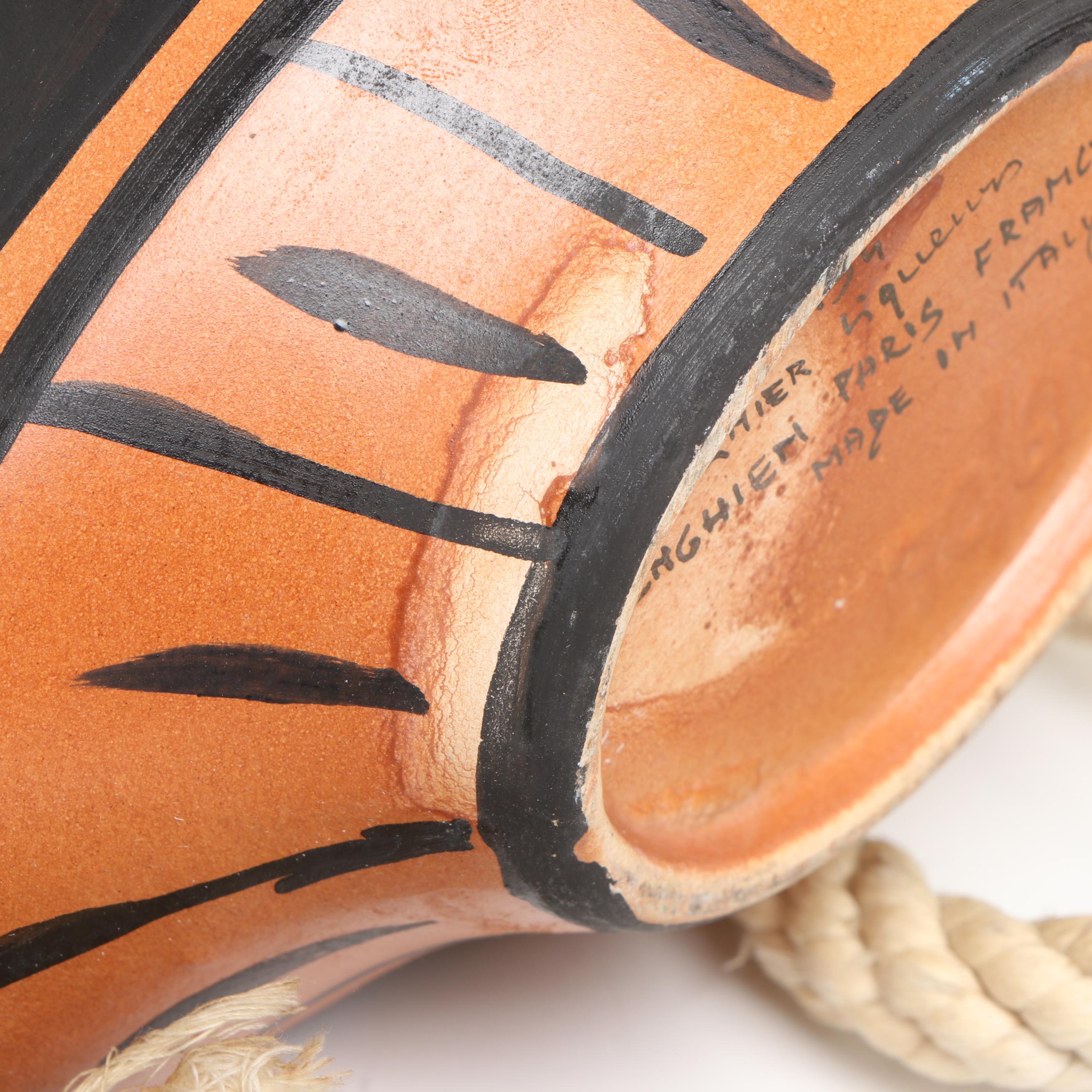 Hand-Crafted Italian Terracotta Vessel with Rope, and Arroyo Style Vessel