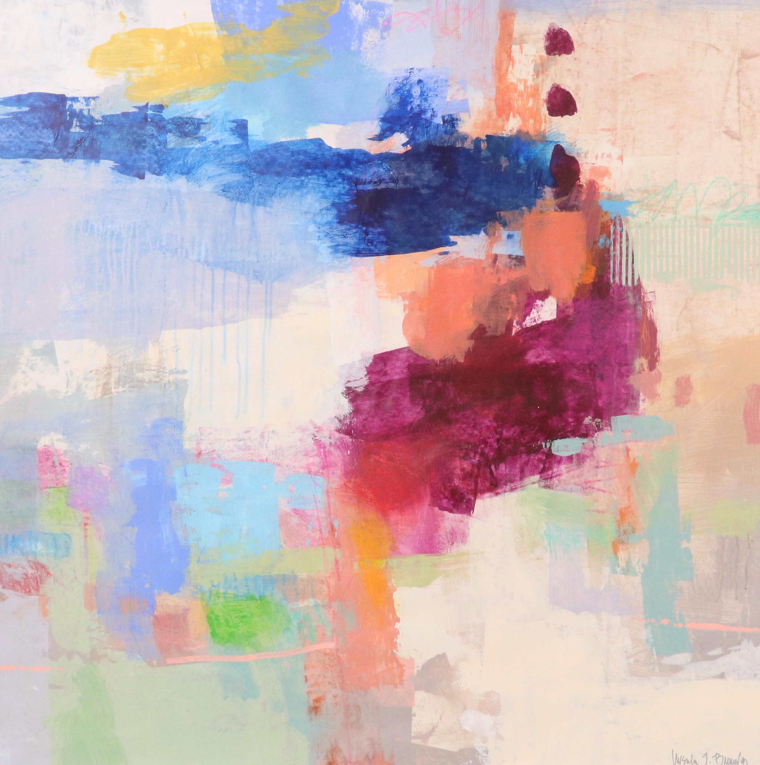 Ursula J. Brenner Abstract Mixed Media Painting, 21st Century