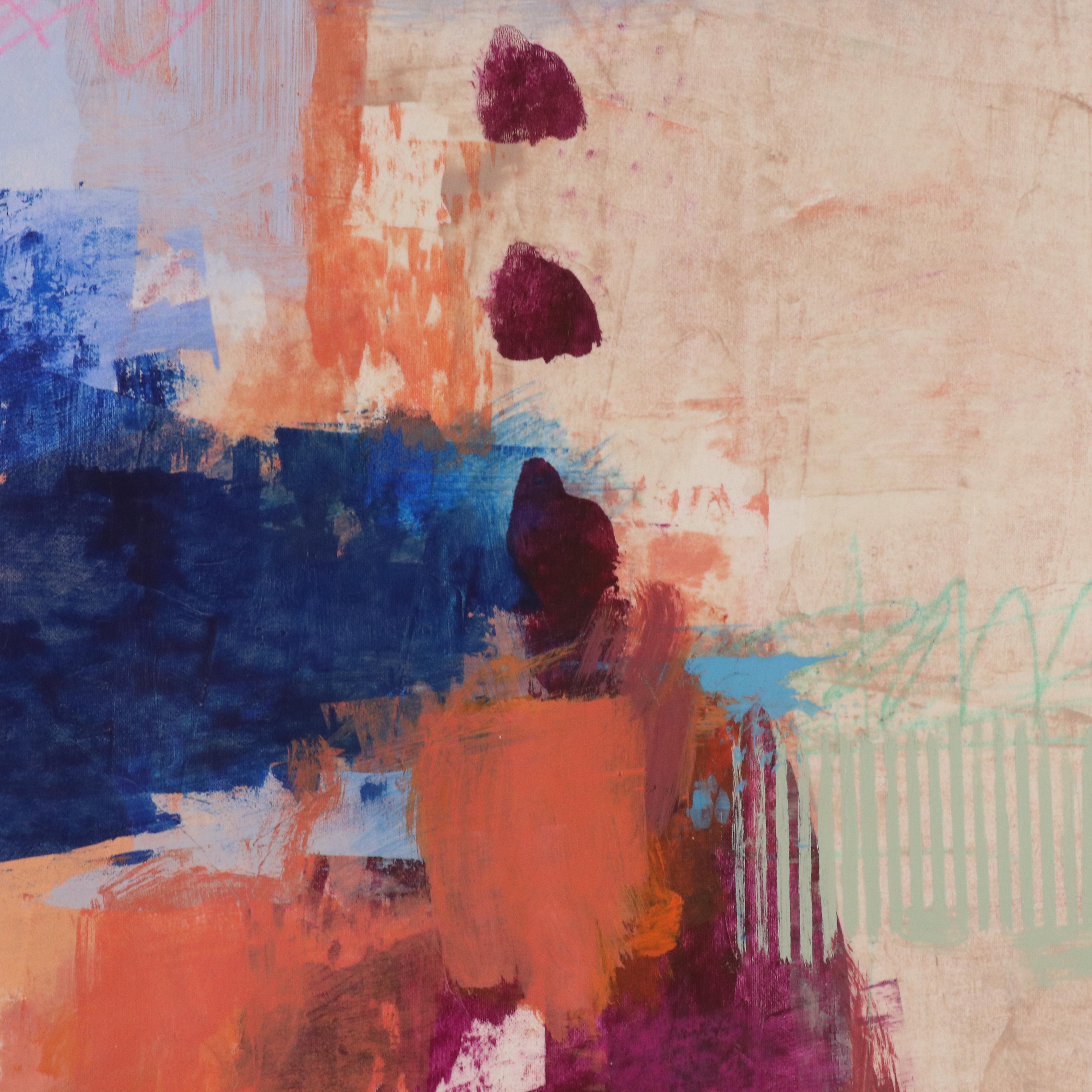 Ursula J. Brenner Abstract Mixed Media Painting, 21st Century