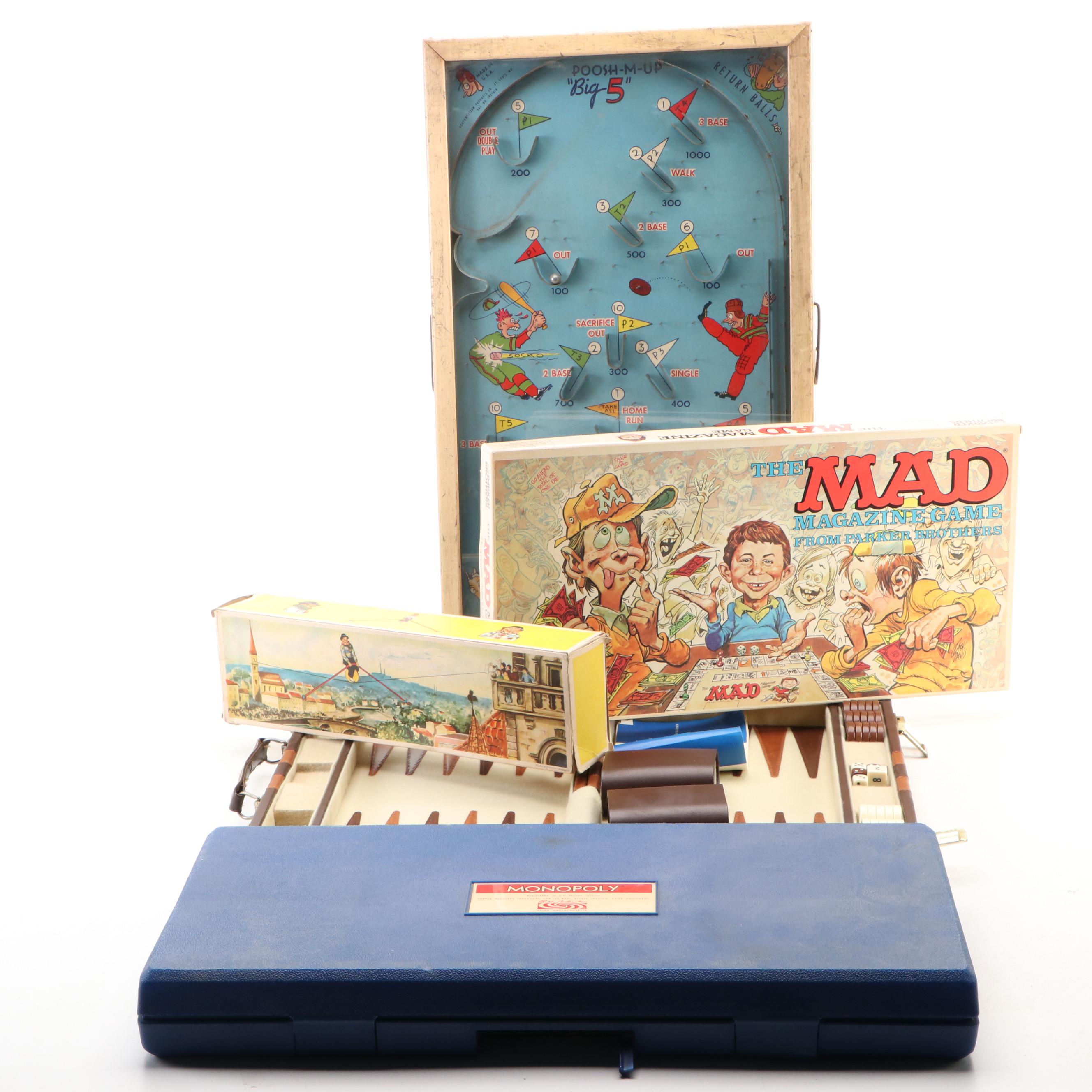 Backgammon, Monopoly, The Mad Magazine Game, Poosh-M-Up and More