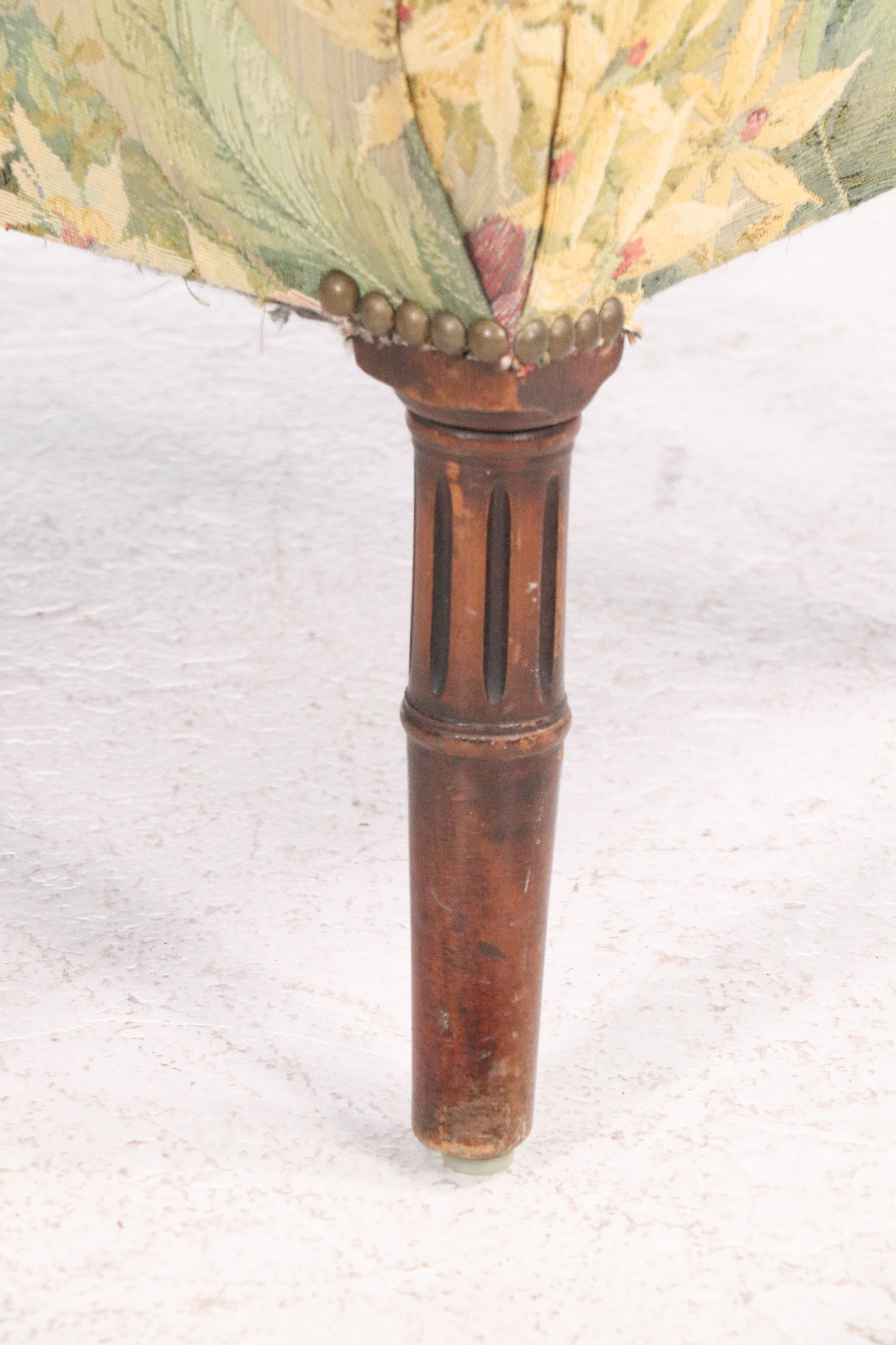 Floral Upholstered Footstool with Accent Pillows