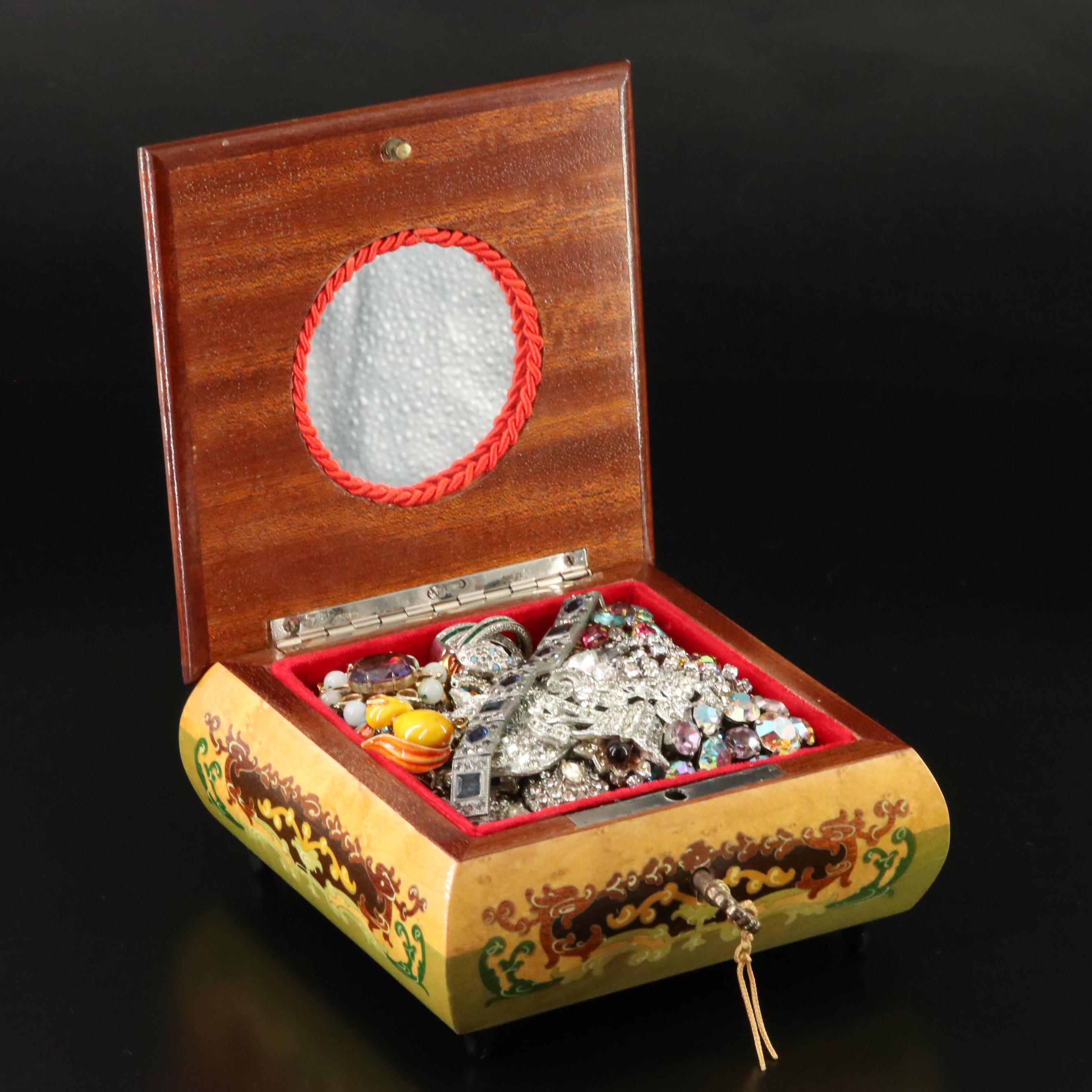 Uncommon Discoveries: Jewelry Collection in Decorative Wooden Box