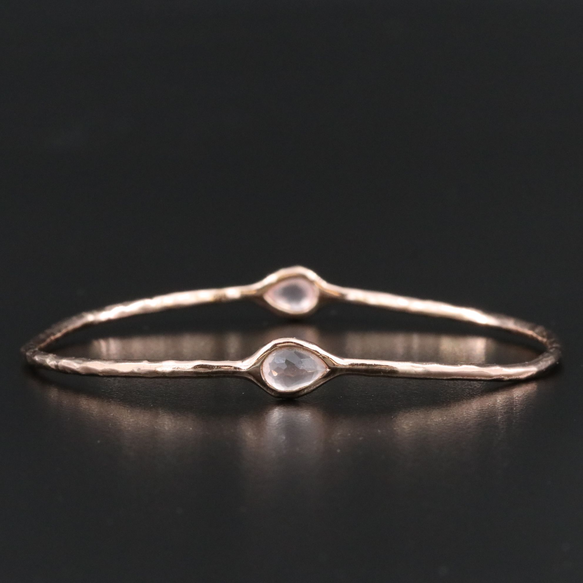 Ippolita Rock Candy Sterling and Rose Quartz Hammered Bangle Bracelet