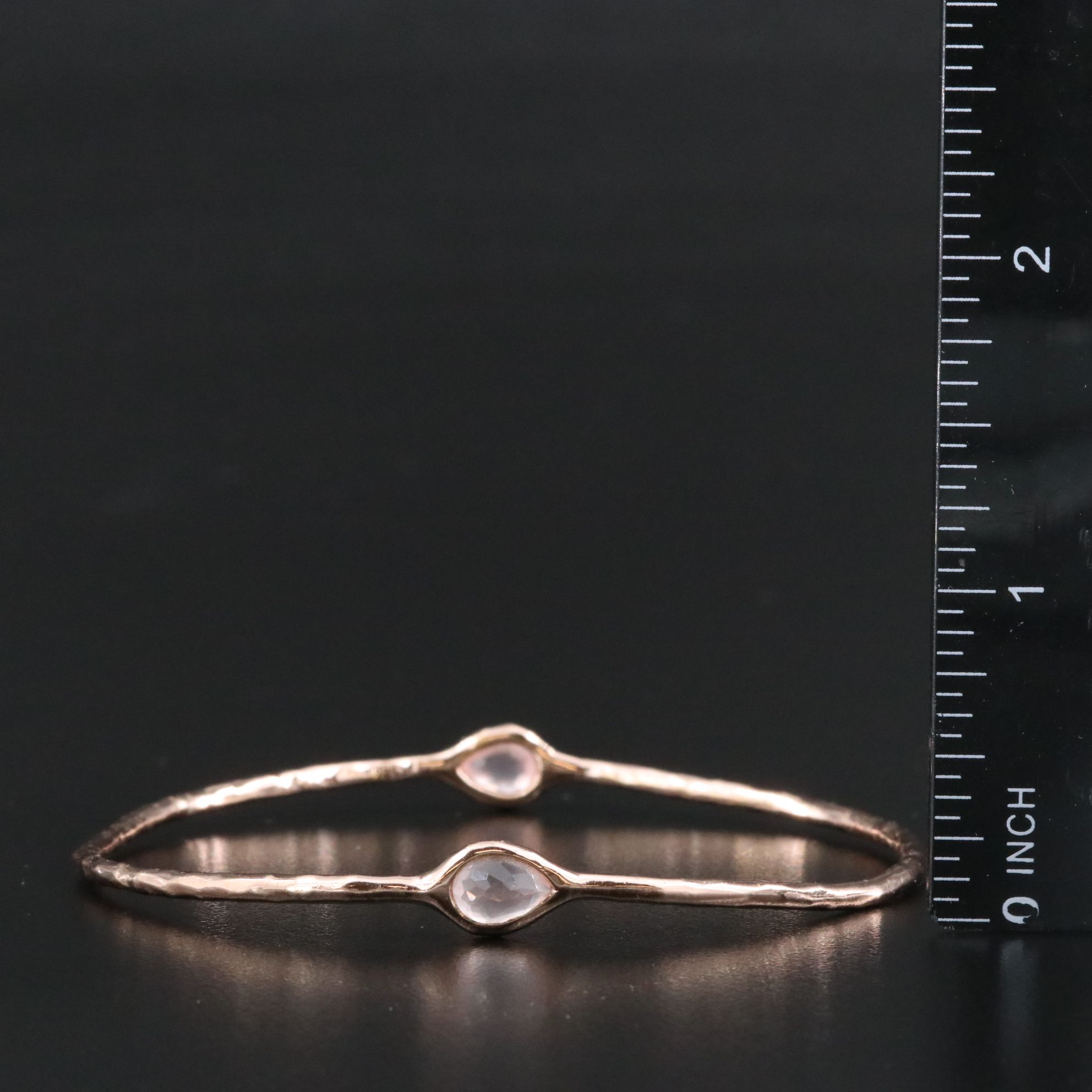 Ippolita Rock Candy Sterling and Rose Quartz Hammered Bangle Bracelet