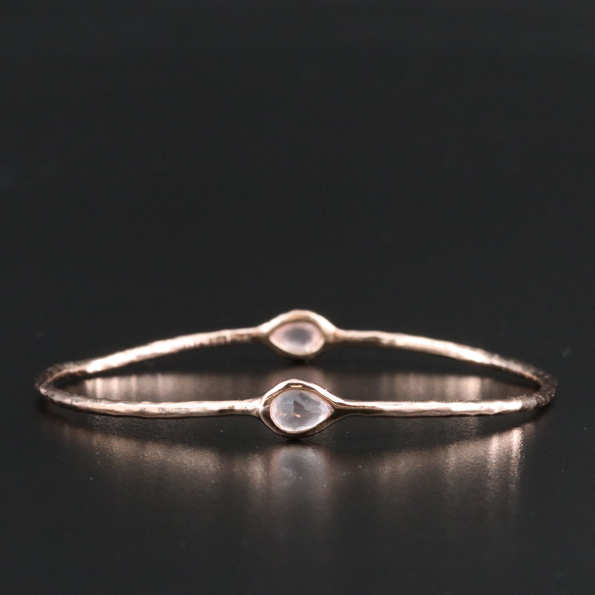 Ippolita Rock Candy Sterling and Rose Quartz Hammered Bangle Bracelet