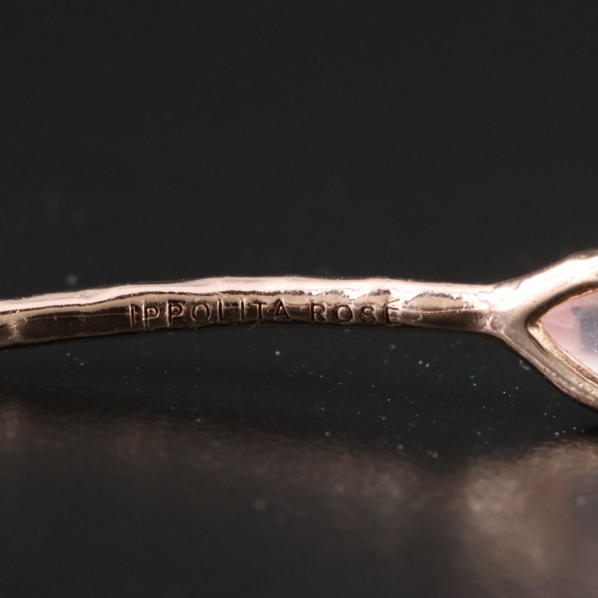 Ippolita Rock Candy Sterling and Rose Quartz Hammered Bangle Bracelet