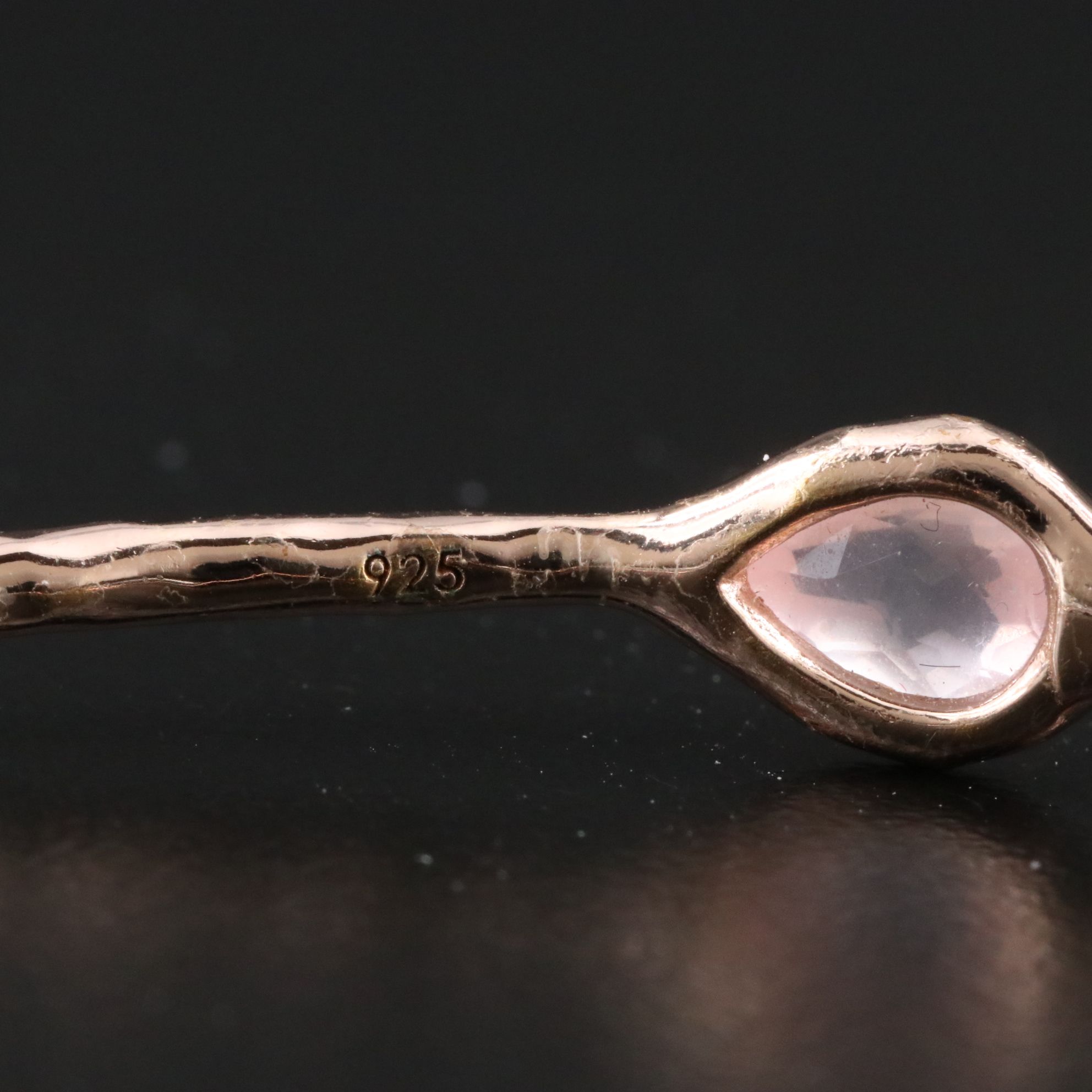 Ippolita Rock Candy Sterling and Rose Quartz Hammered Bangle Bracelet