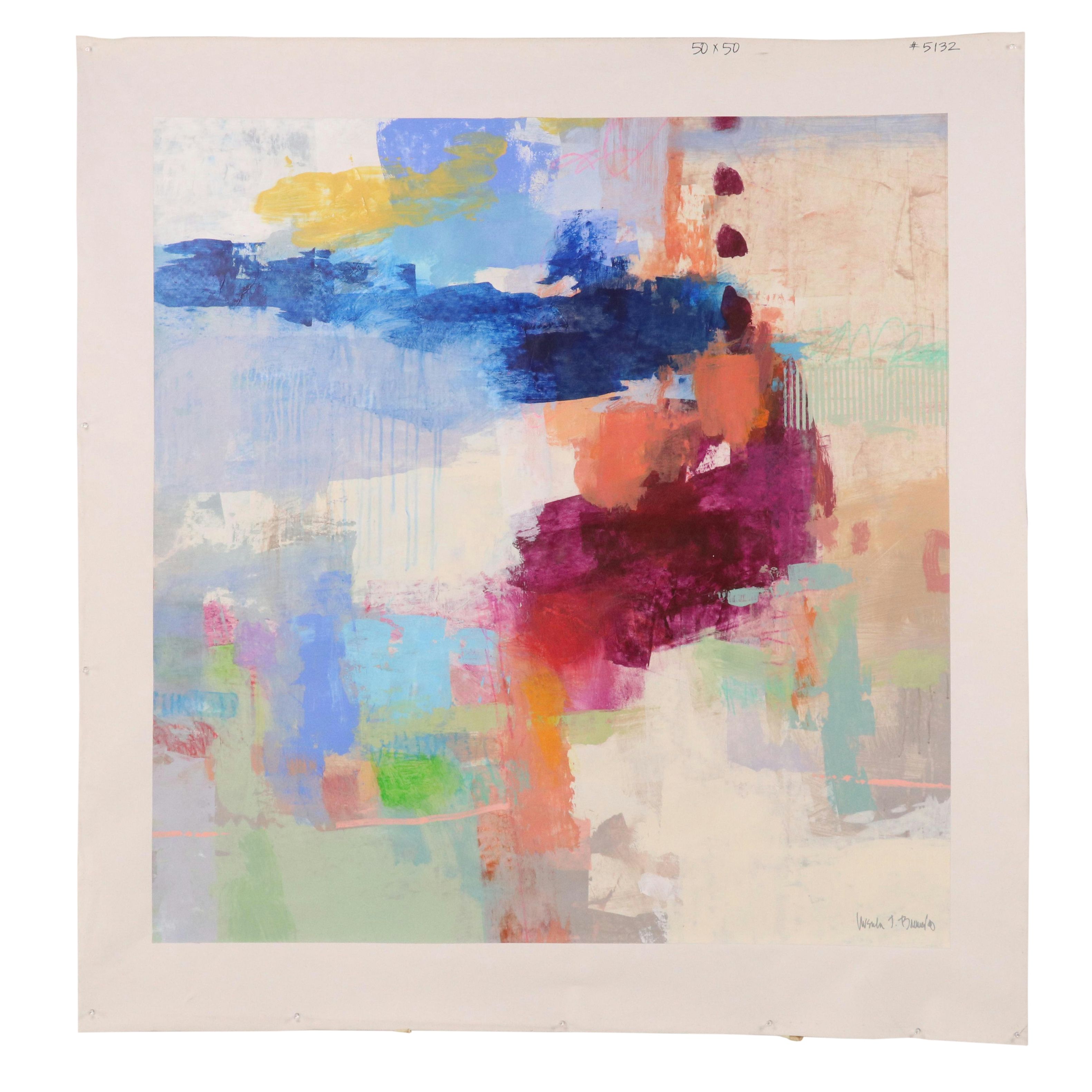 Ursula J. Brenner Abstract Mixed Media Painting, 21st Century