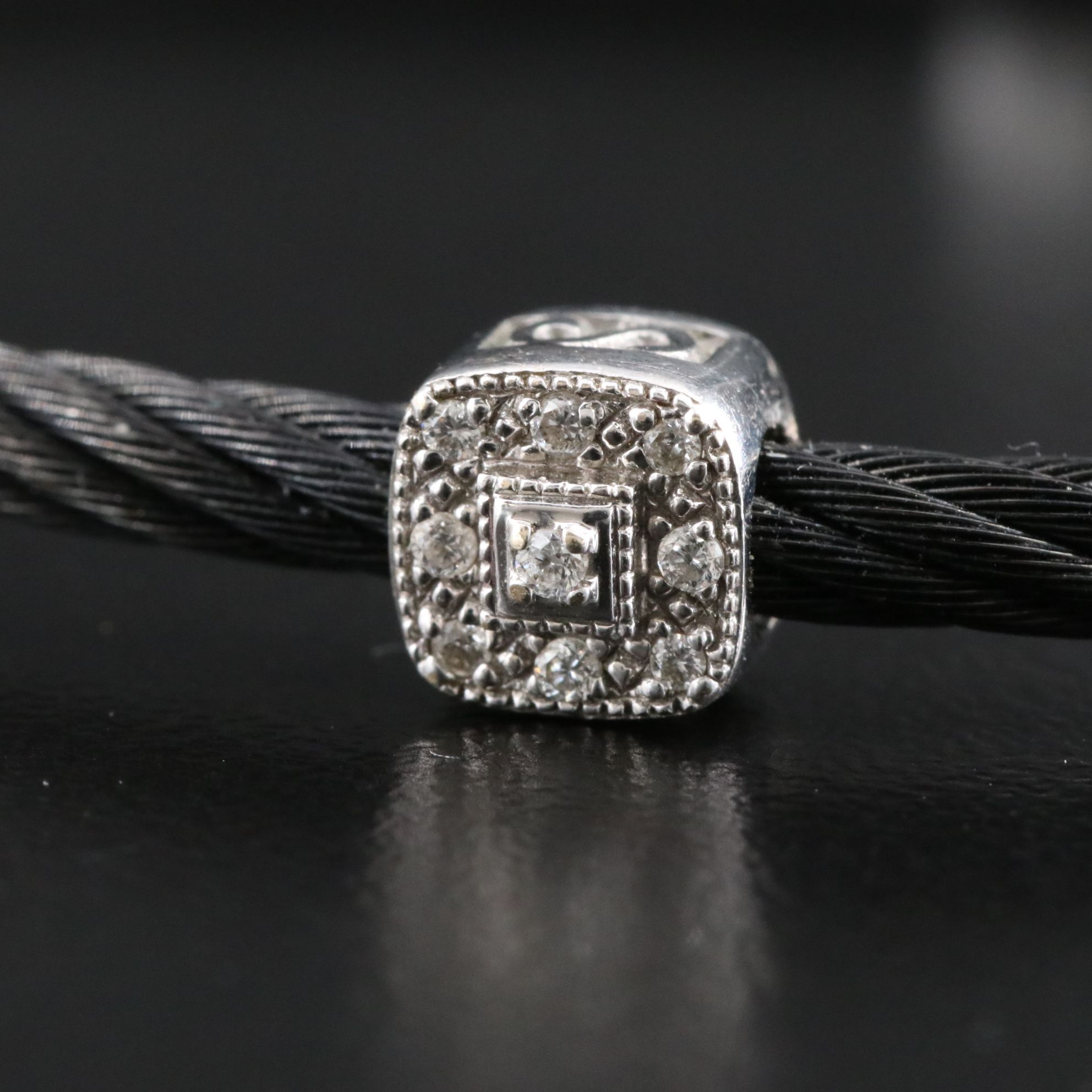 Charriol Celtic Noir Steel and Diamond Double Station Bracelet with 18K Accents