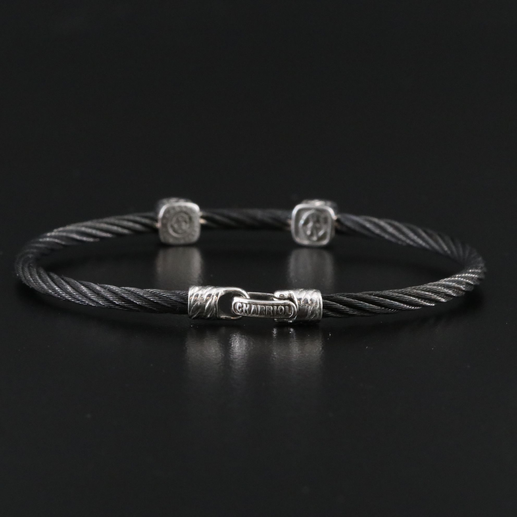 Charriol Celtic Noir Steel and Diamond Double Station Bracelet with 18K Accents