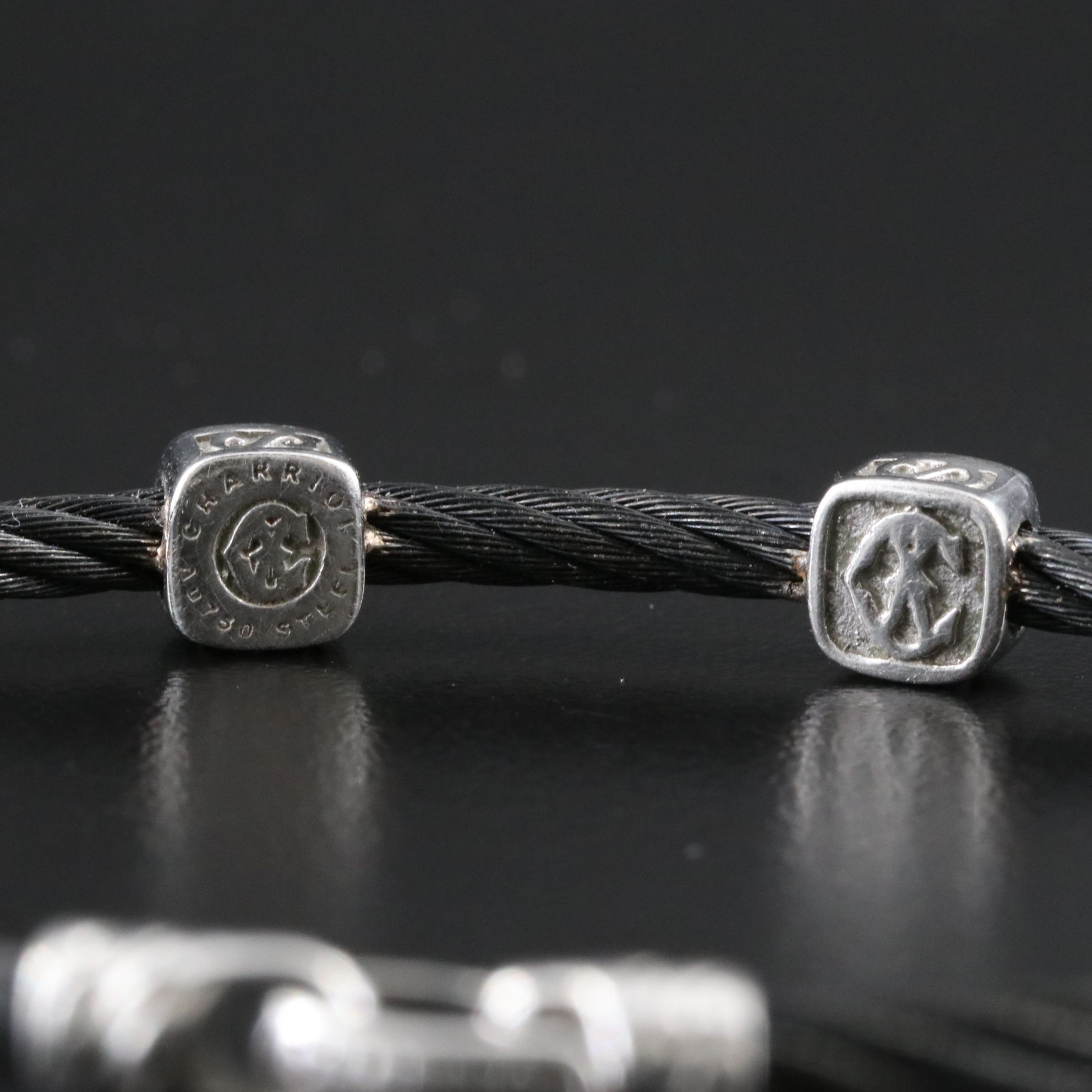 Charriol Celtic Noir Steel and Diamond Double Station Bracelet with 18K Accents