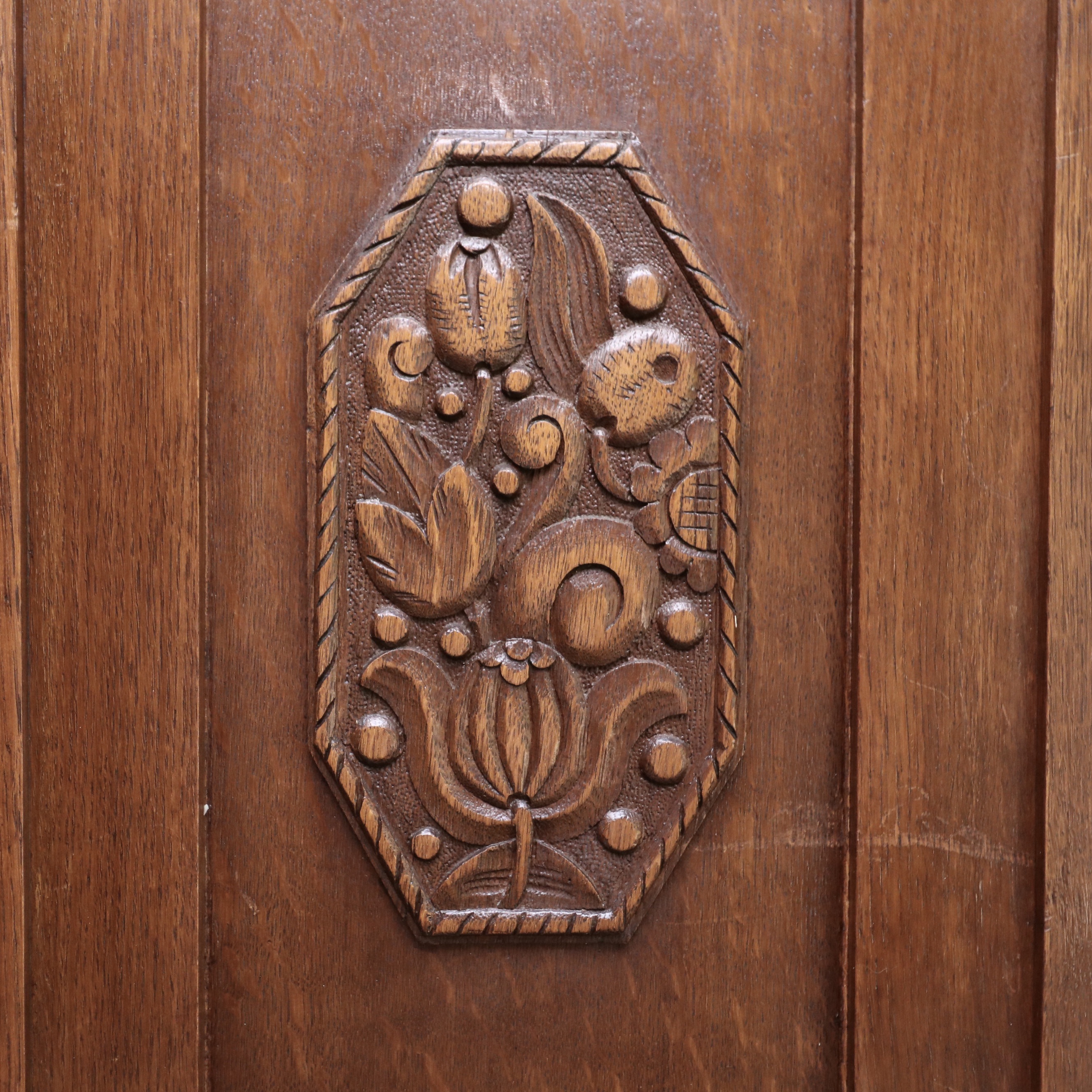 Art Deco Oak Knock-Down Wardrobe Cabinet, 1920s