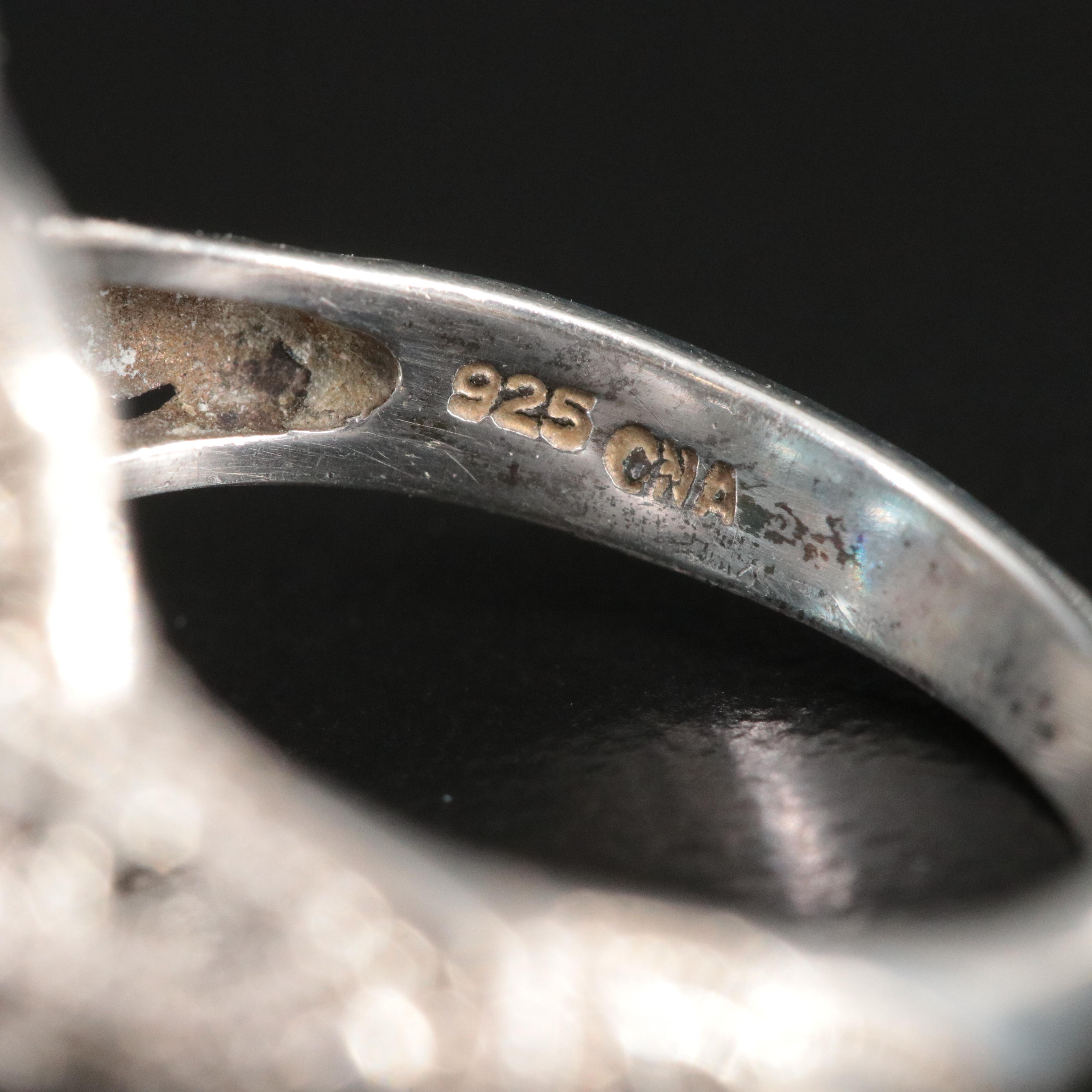 Sterling Diamond and Topaz Filigree Ring