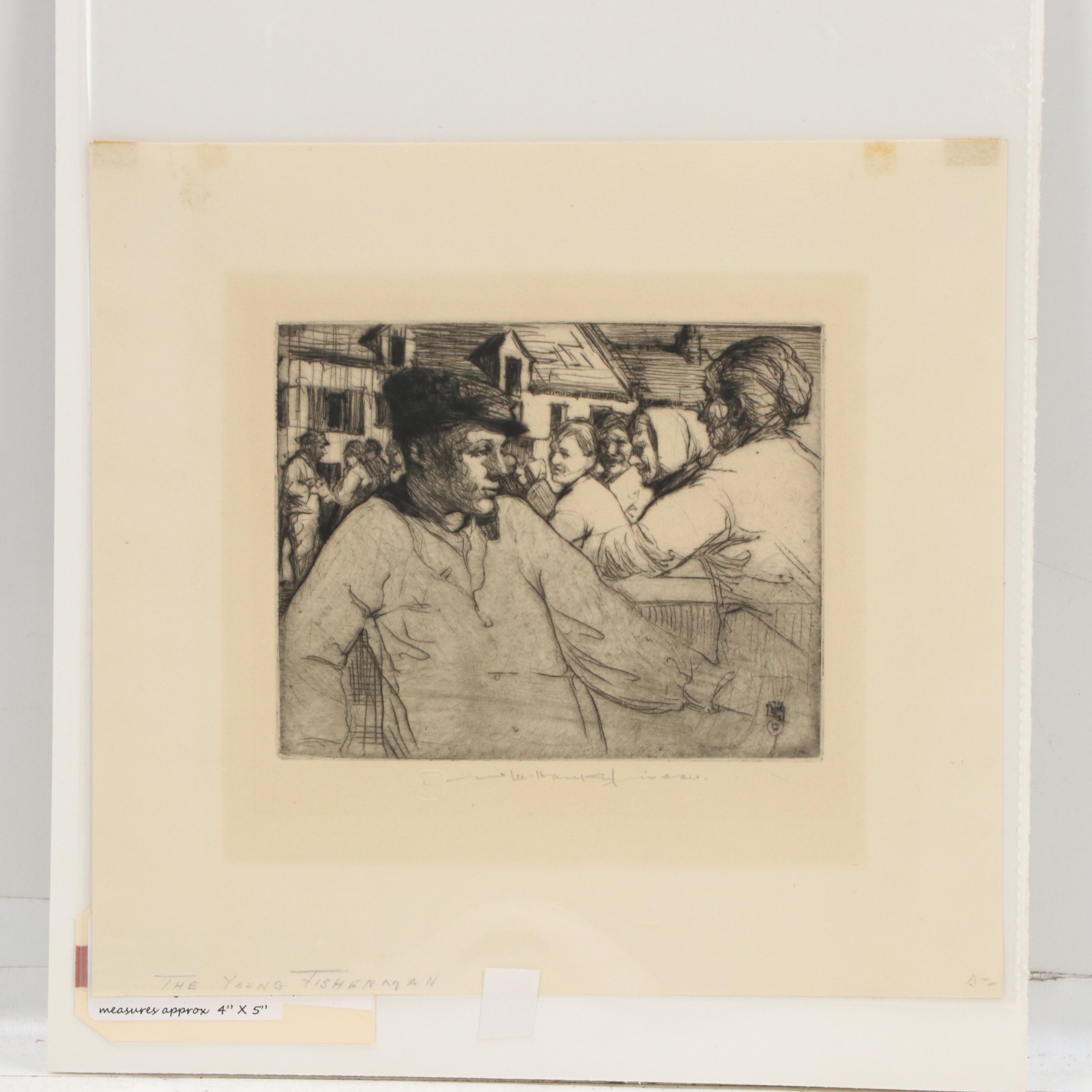 William Lee-Hankey Figural Etching "The Young Fisherman," Early 20th Century