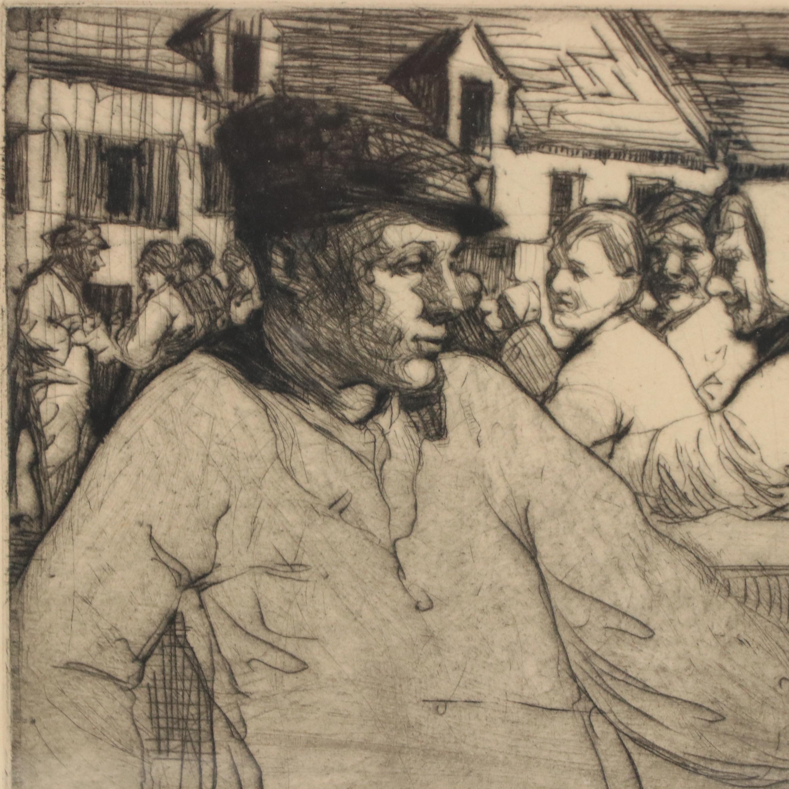 William Lee-Hankey Figural Etching "The Young Fisherman," Early 20th Century