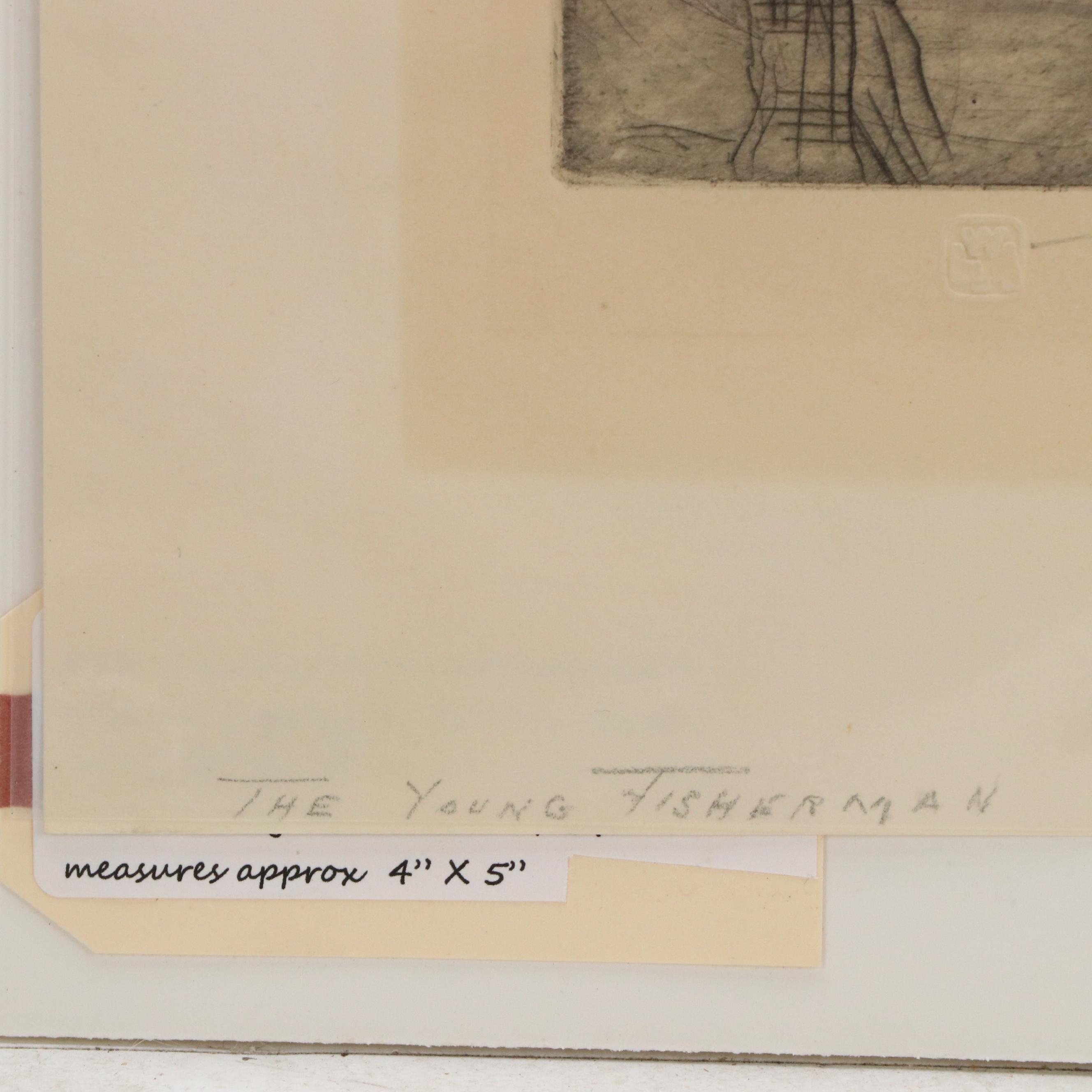 William Lee-Hankey Figural Etching "The Young Fisherman," Early 20th Century