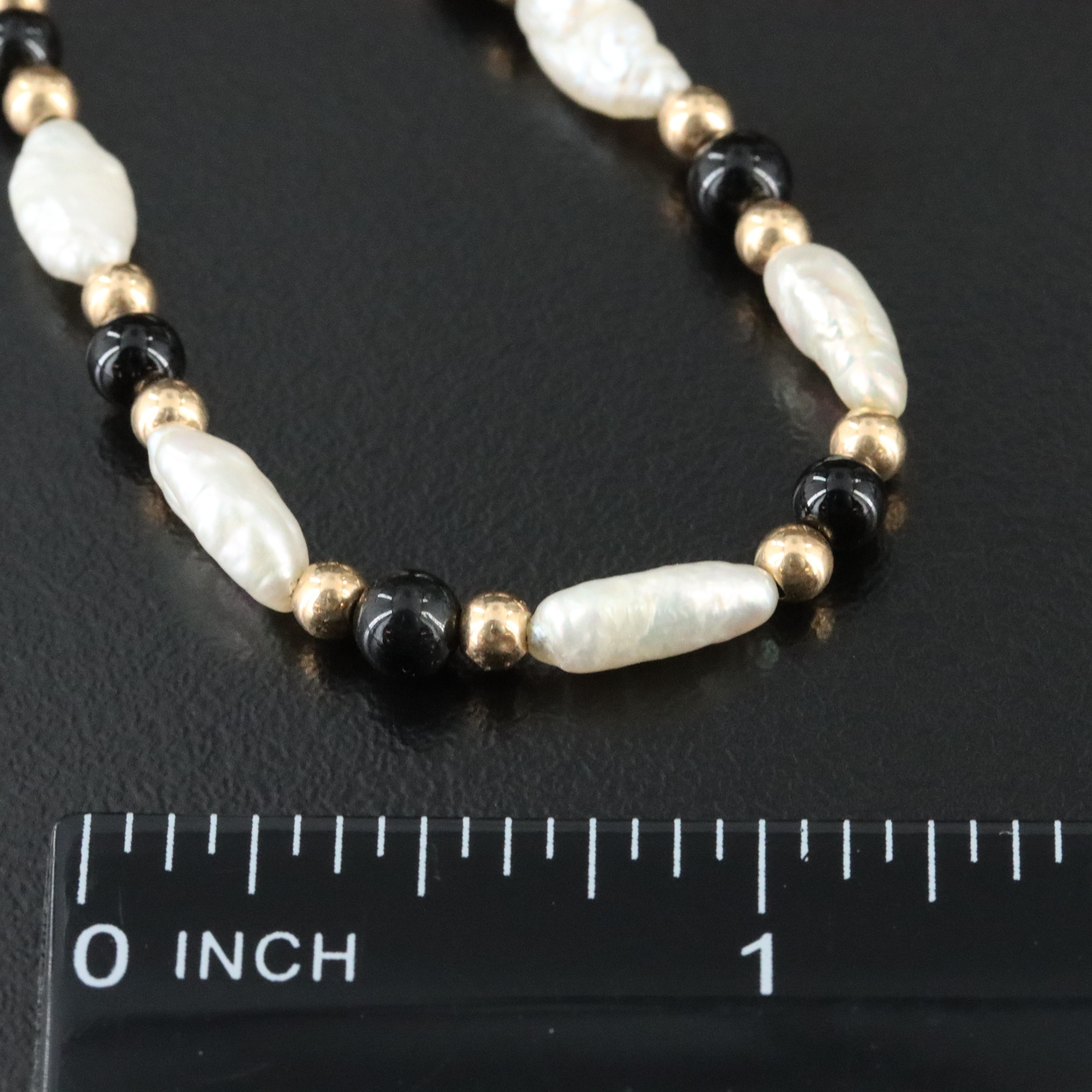 14K Pearl and Black Onyx Necklace