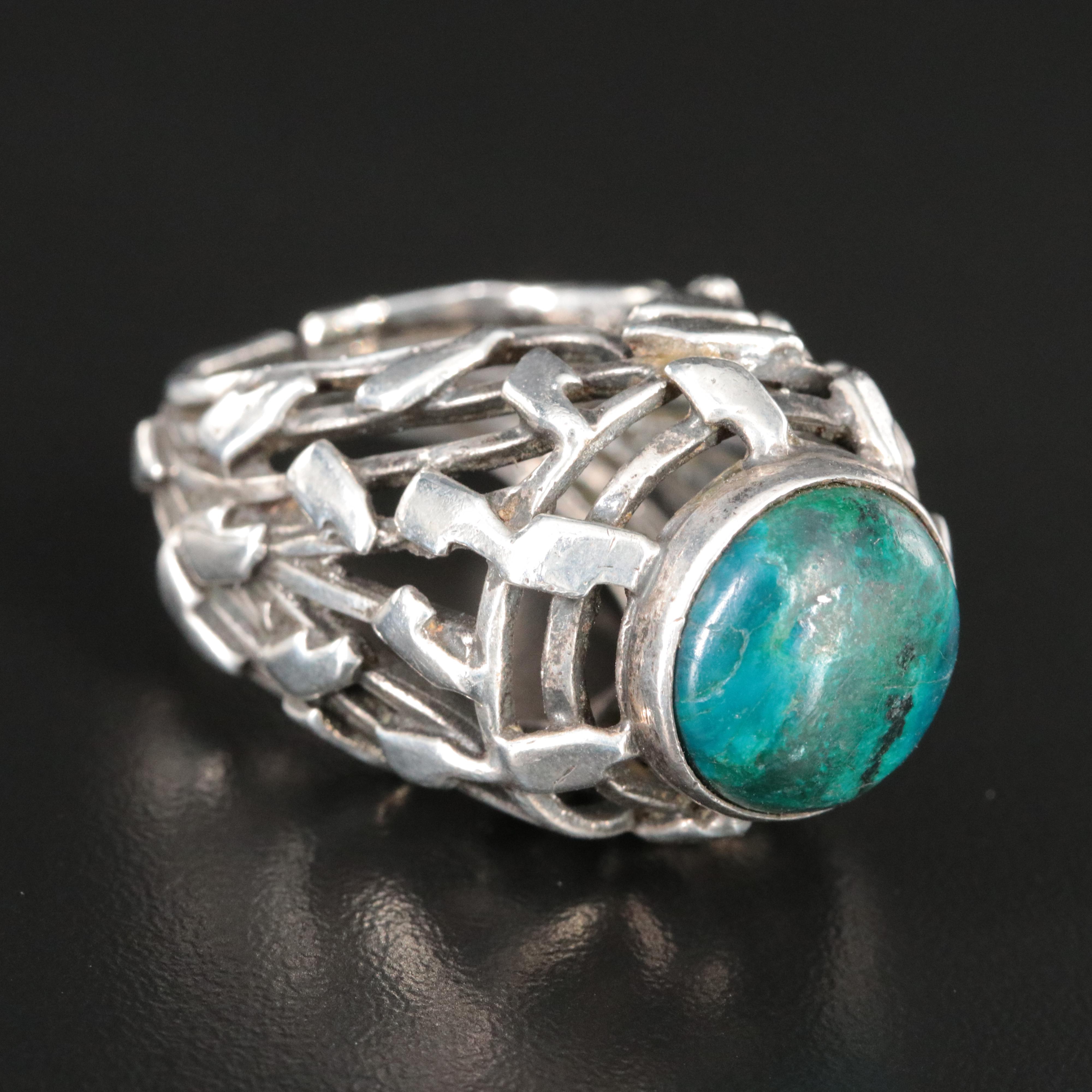 Sterling Eilat Stone Lattice Dome Ring