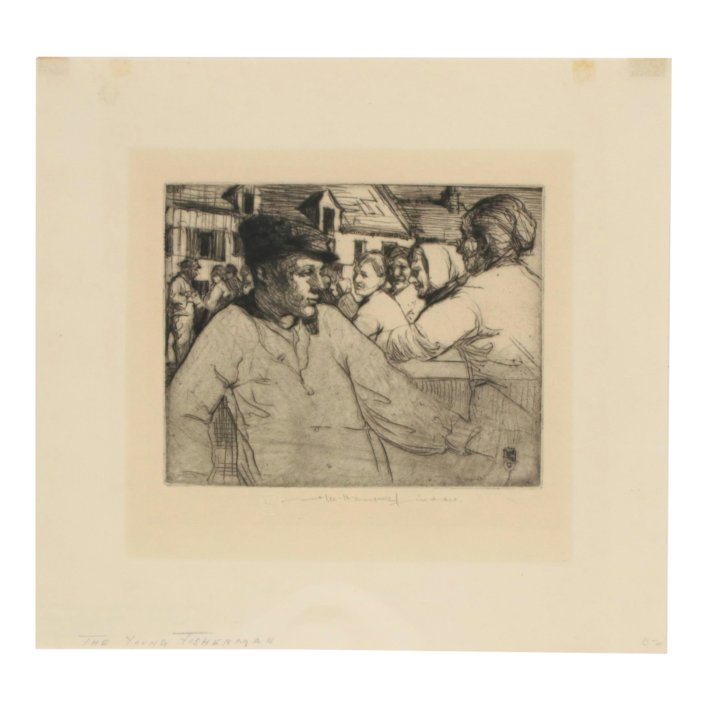 William Lee-Hankey Figural Etching "The Young Fisherman," Early 20th Century