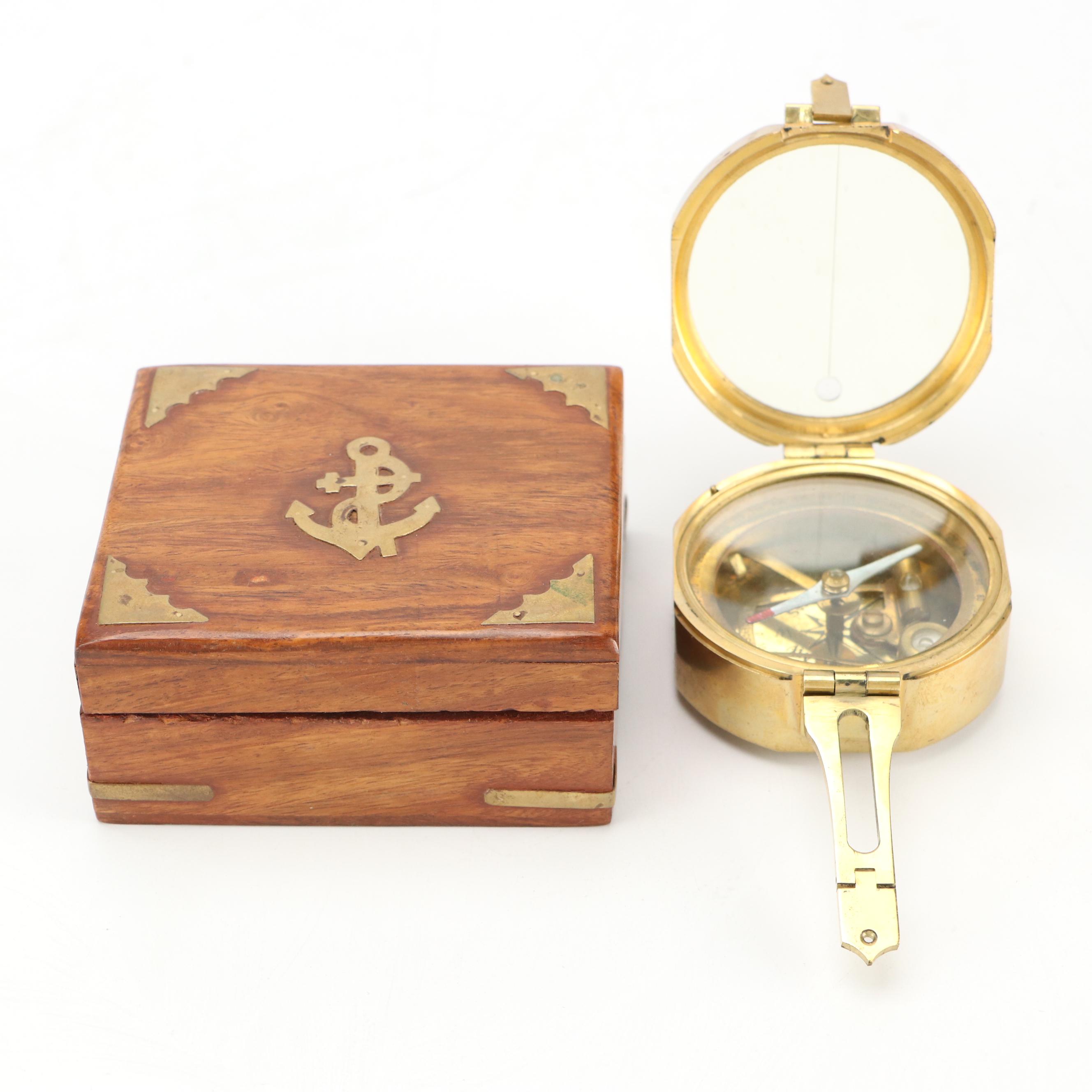 Stanley Natural Sine Brass Nautical Compass with Box