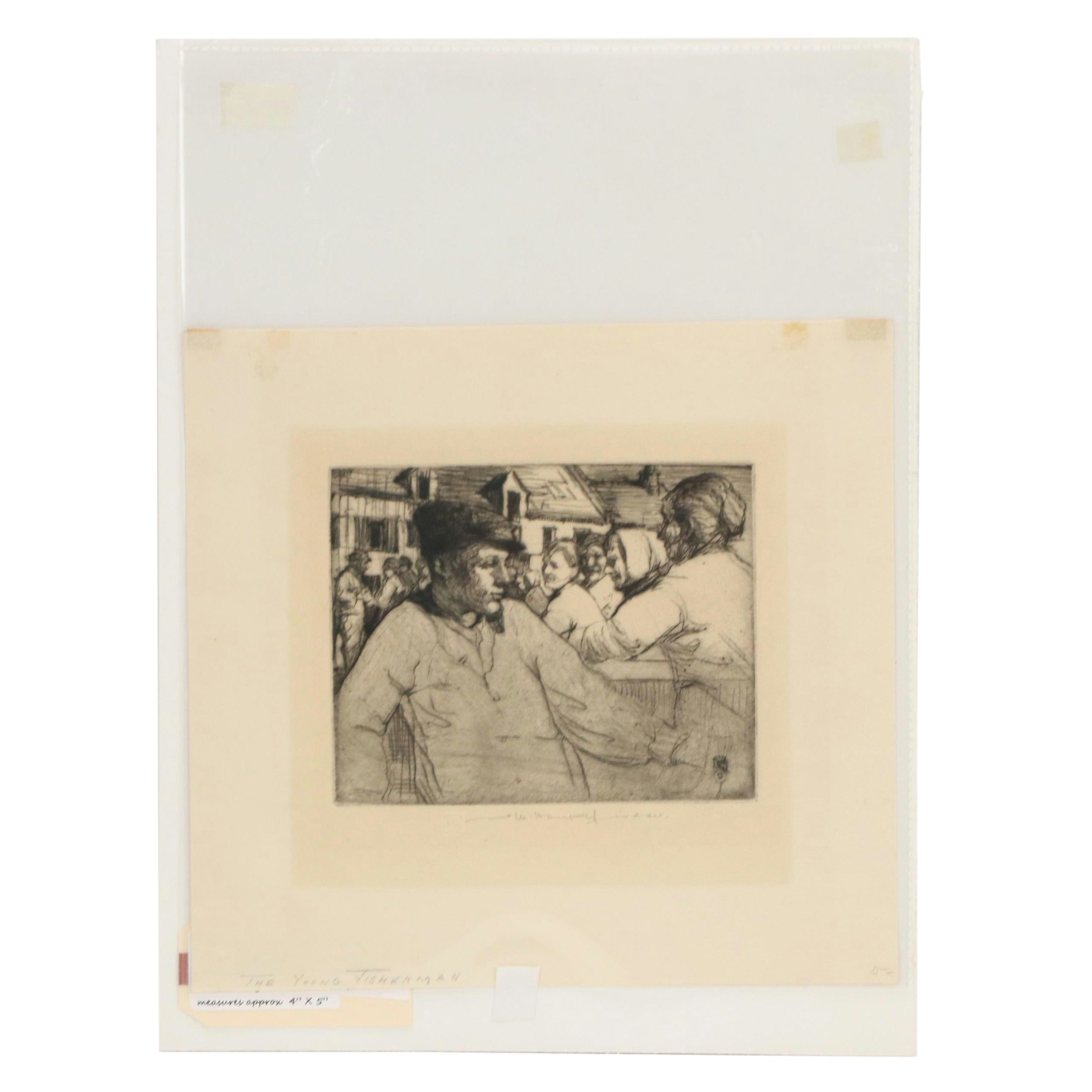 William Lee-Hankey Figural Etching "The Young Fisherman," Early 20th Century