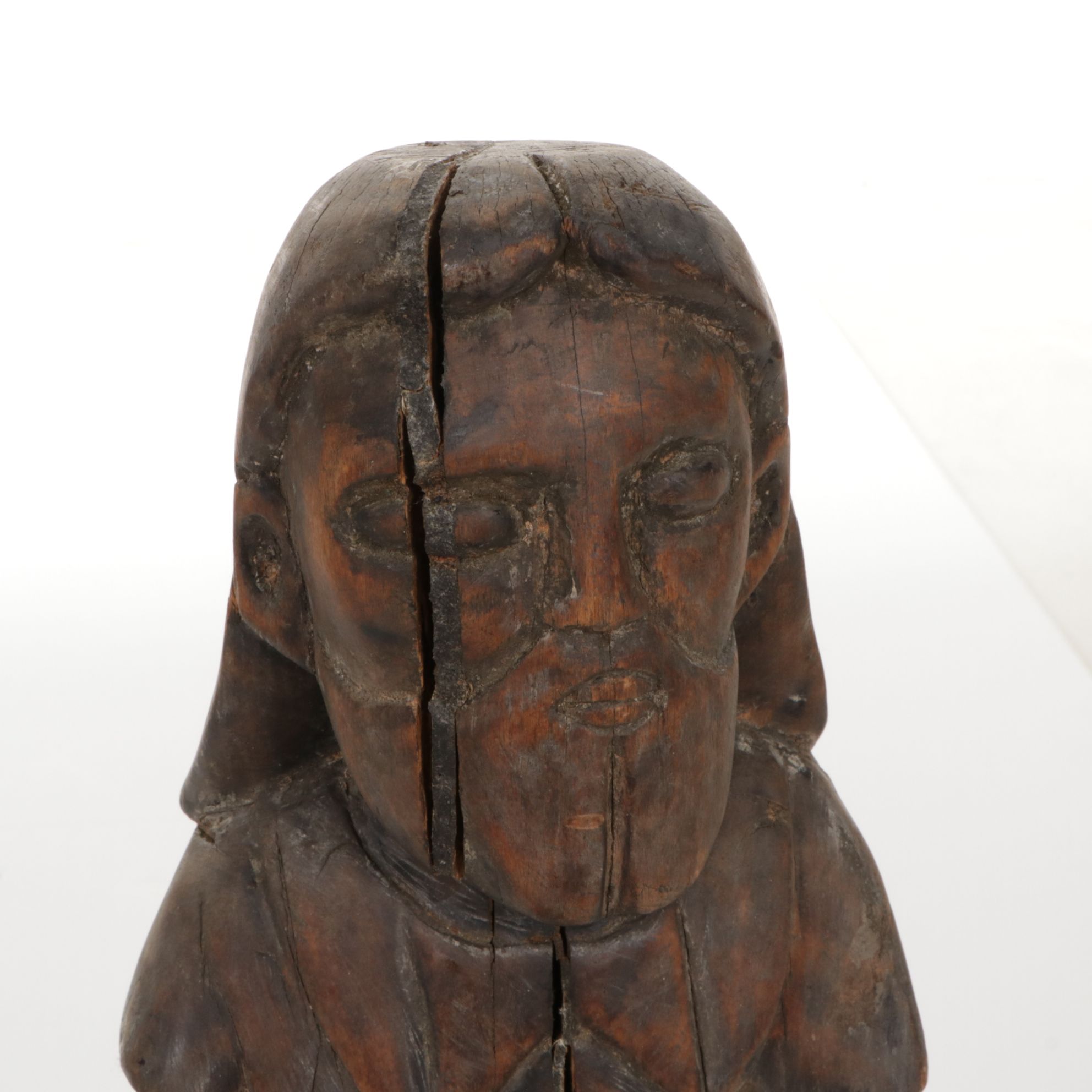 Primitive Carved Wood Statue of Jesus